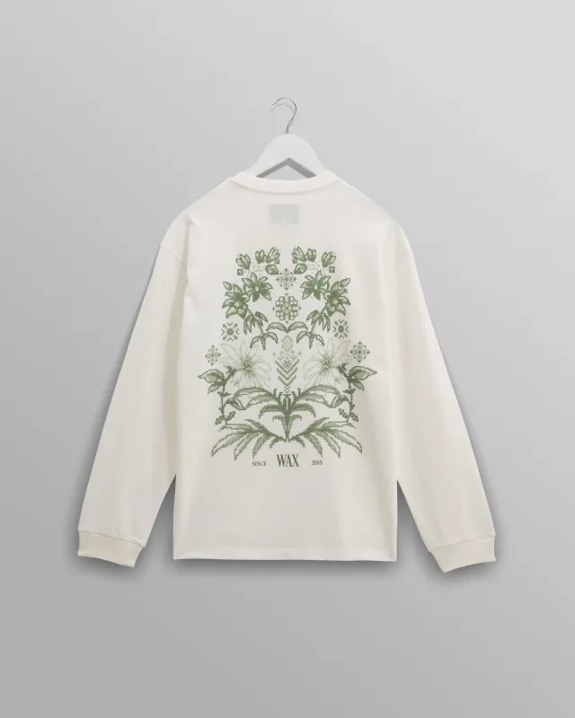 Hayden - White And Green Botanical Graphic Cotton T-Shirt sold by Wax London
