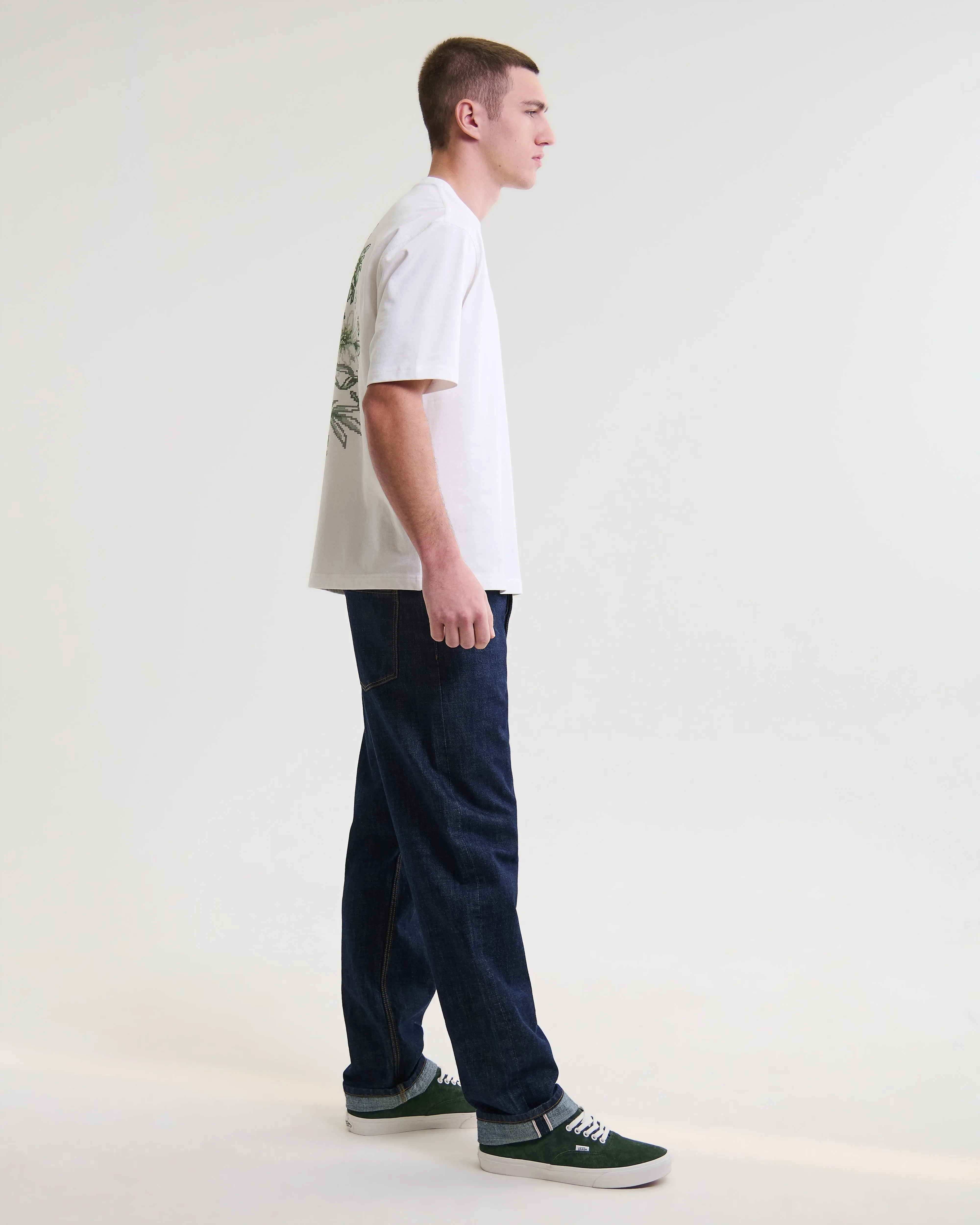 Milton - White And Green Botanical Graphic Cotton T-Shirt sold by Wax London product image thumbnail 5