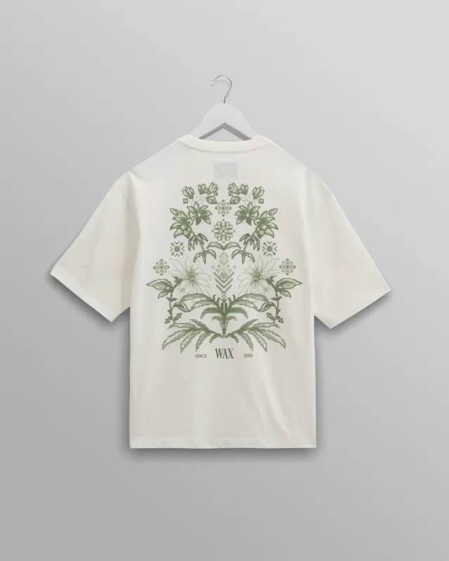 Milton - White And Green Botanical Graphic Cotton T-Shirt made by Wax London