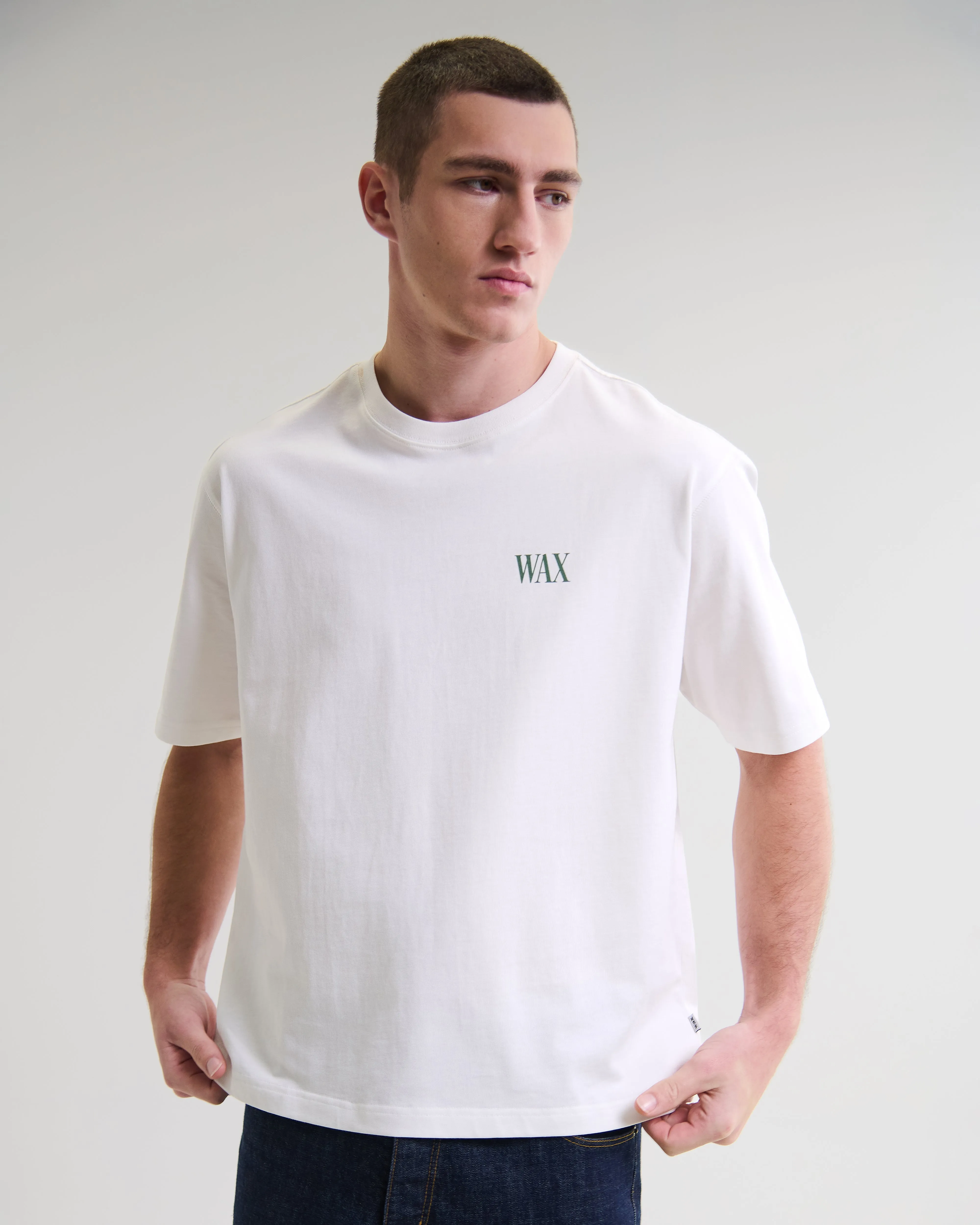 Milton - White And Green Botanical Graphic Cotton T-Shirt sold by Wax London product image thumbnail 3