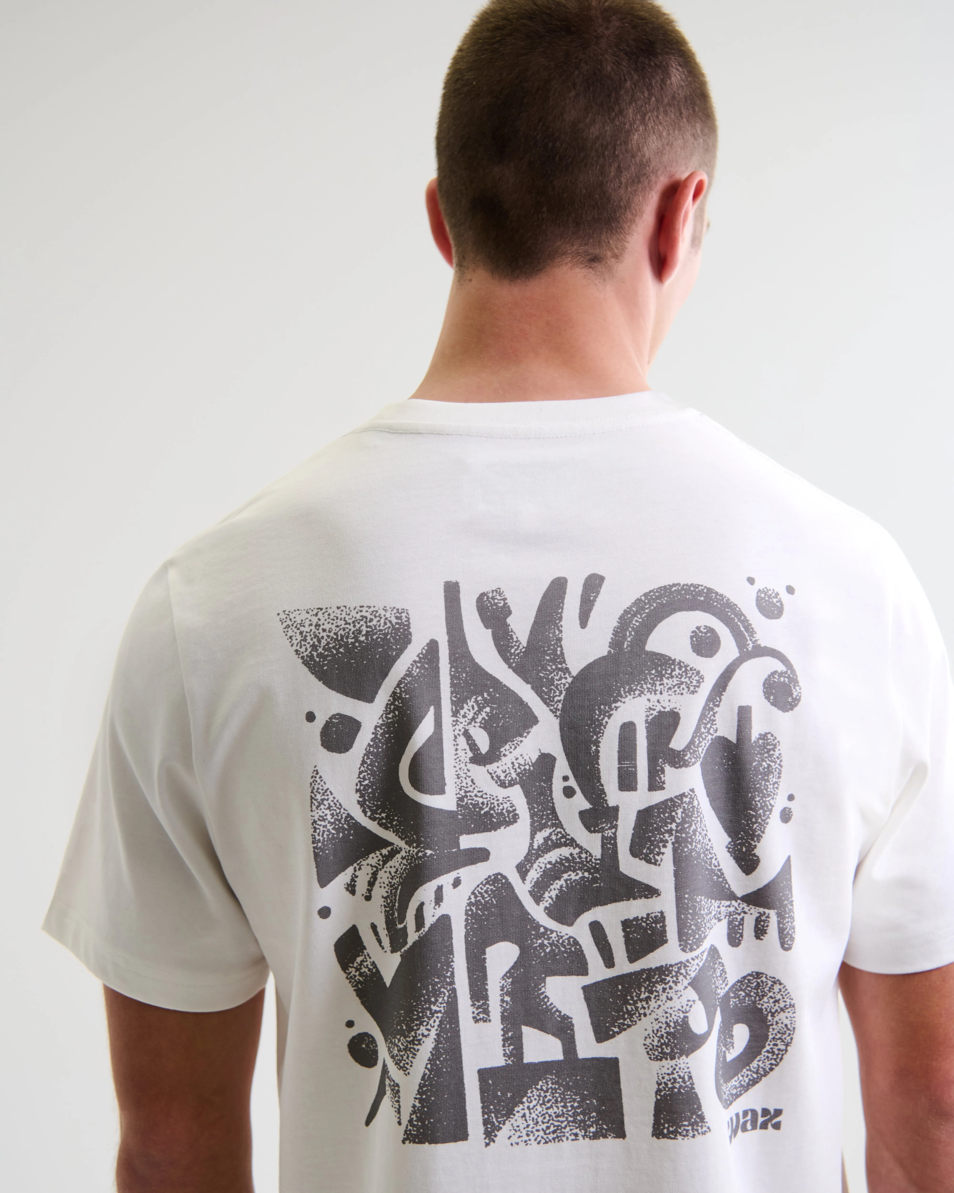 Dean - Off-White And Charcoal 90s Doodle Graphic Cotton T-Shirt sold by Wax London product image thumbnail 3
