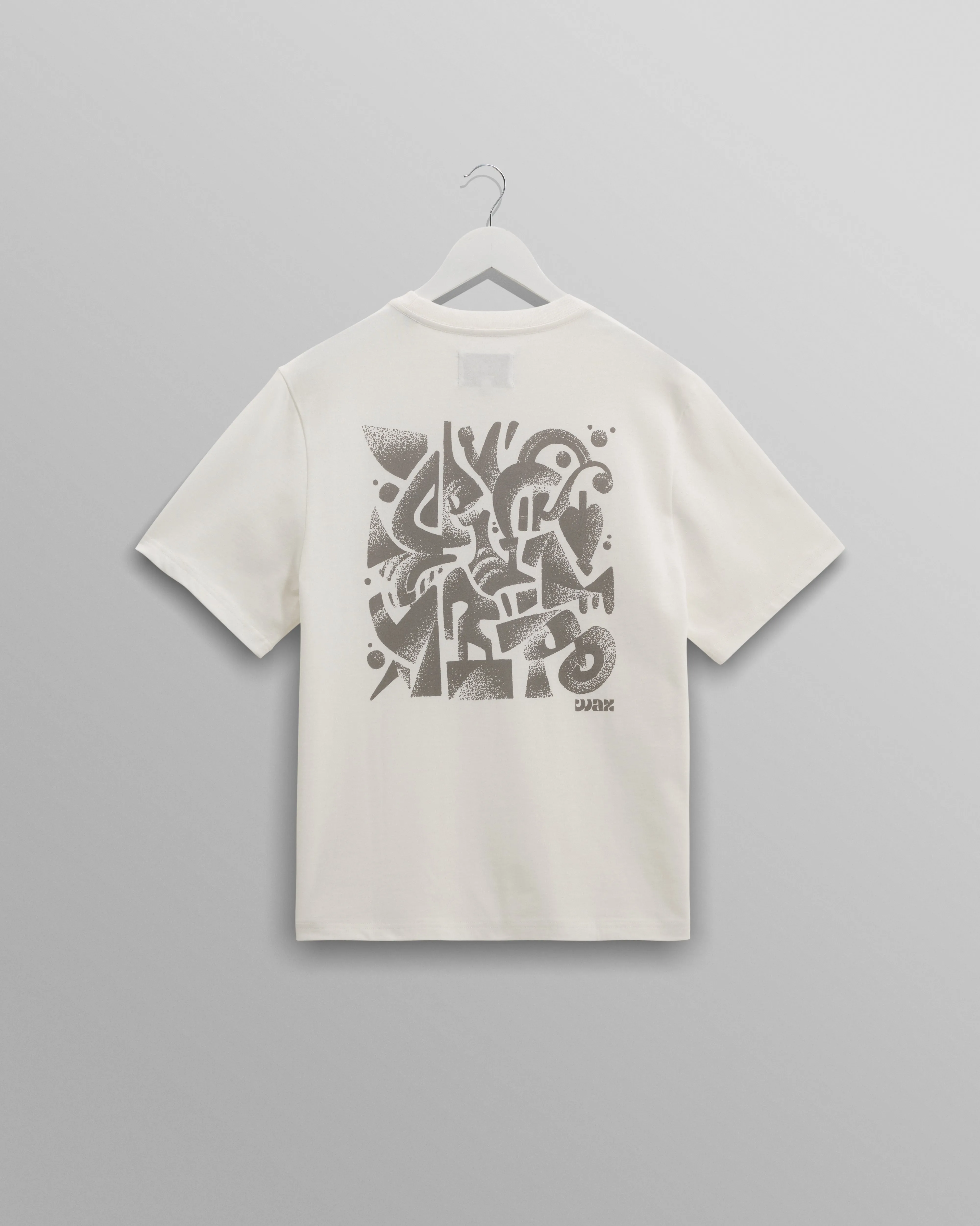 Dean - Off-White And Charcoal 90s Doodle Graphic Cotton T-Shirt sold by Wax London