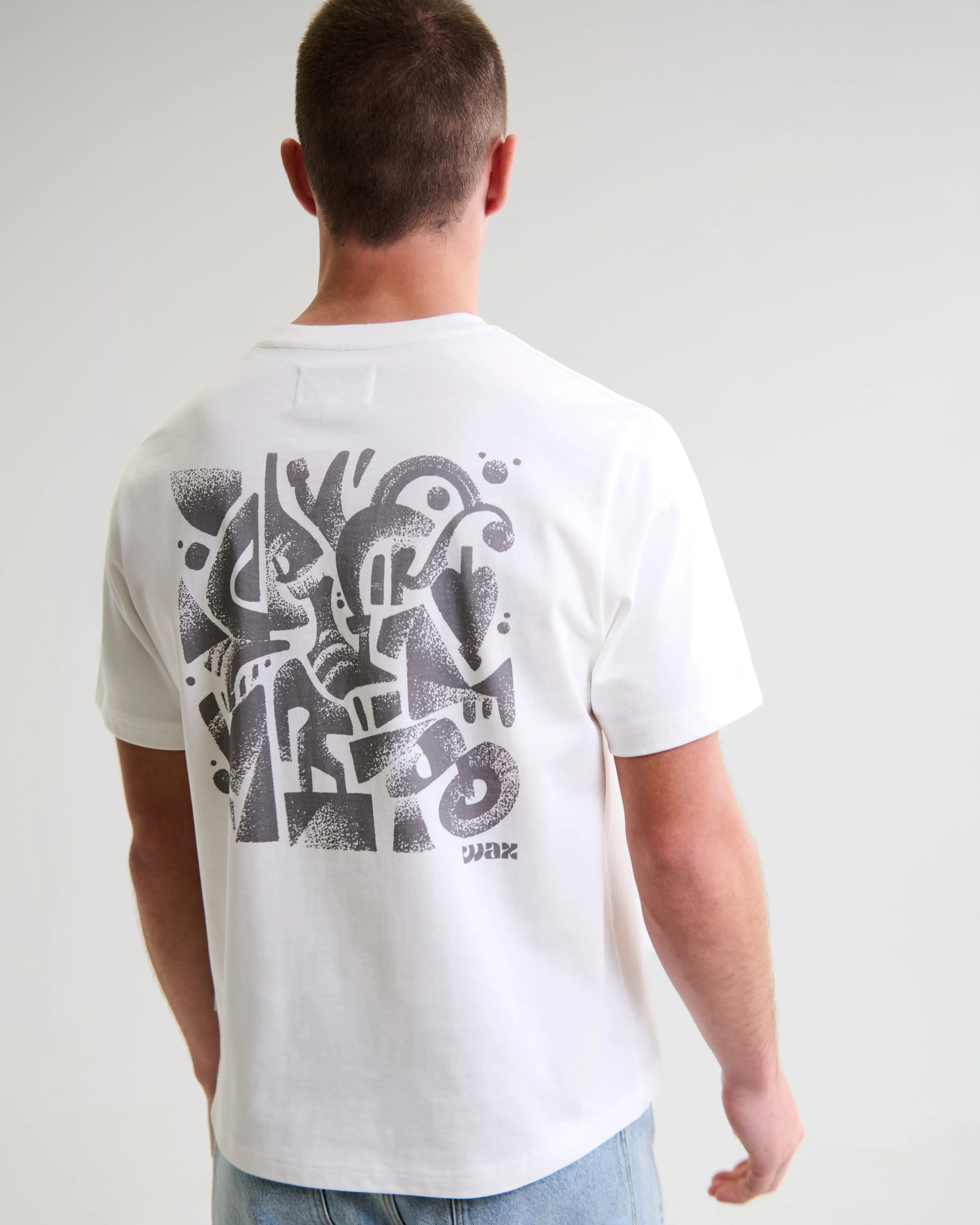 Dean - Off-White And Charcoal 90s Doodle Graphic Cotton T-Shirt sold by Wax London product image thumbnail 2
