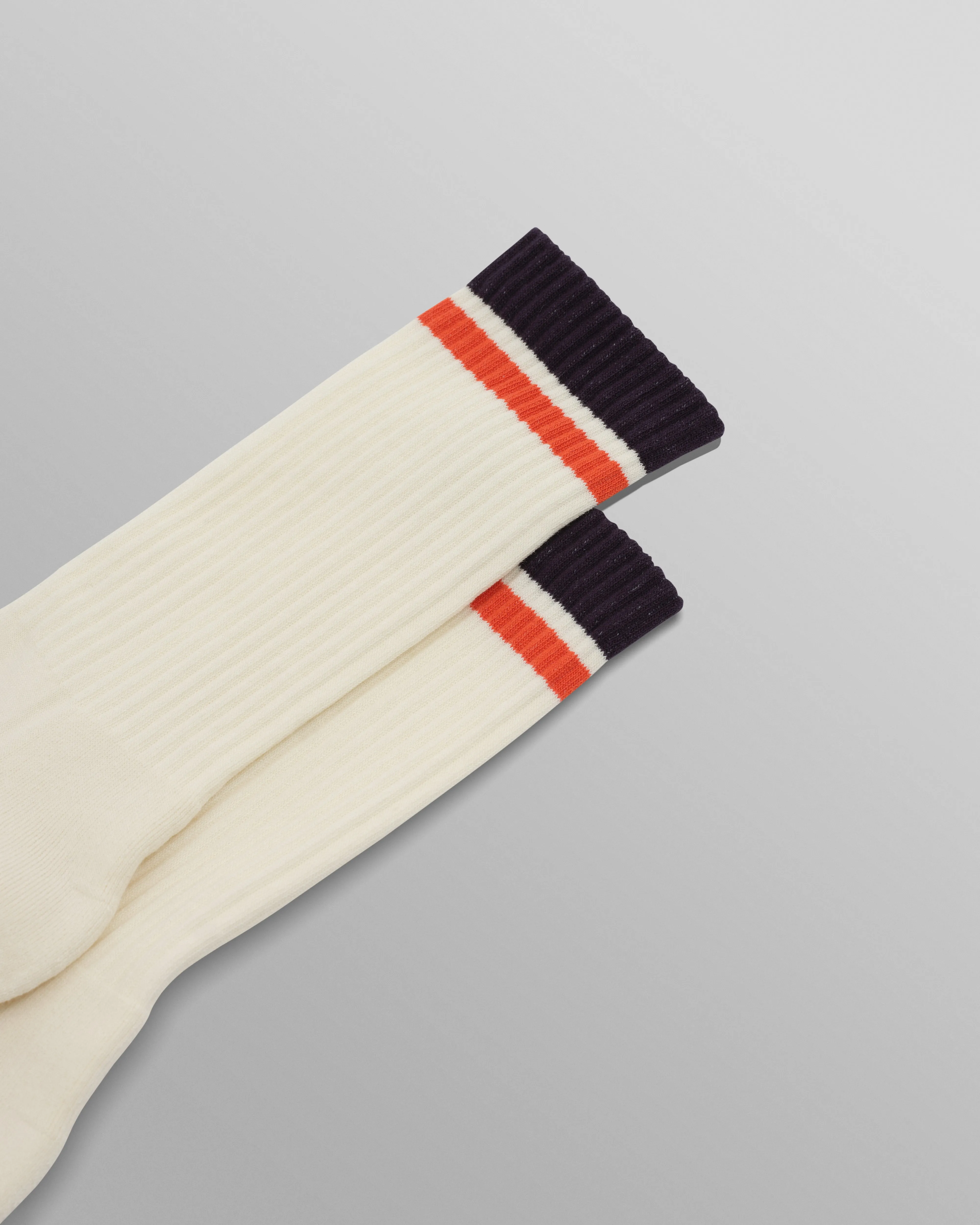 Thorpe - Ecru And Navy Edge Stripe Socks sold by Wax London product image thumbnail 2