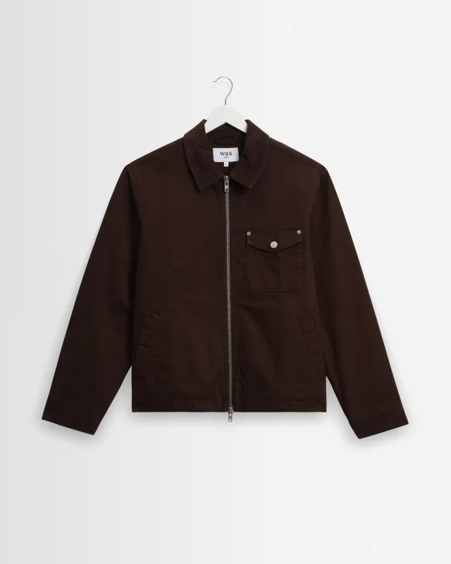 Mason - Dark Brown Peached Canvas Work Jacket made by Wax London