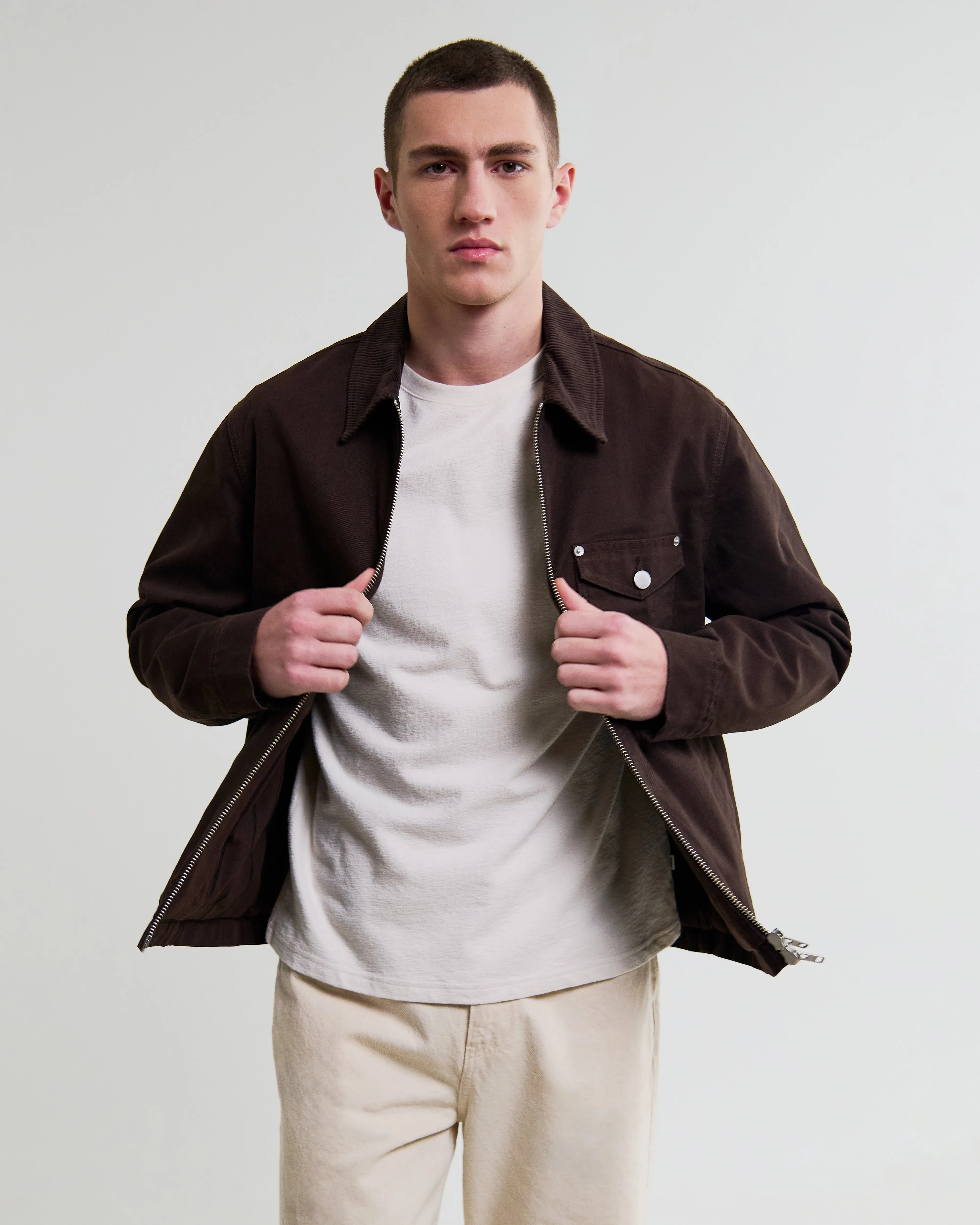 Mason - Dark Brown Peached Canvas Work Jacket sold by Wax London product image thumbnail 3