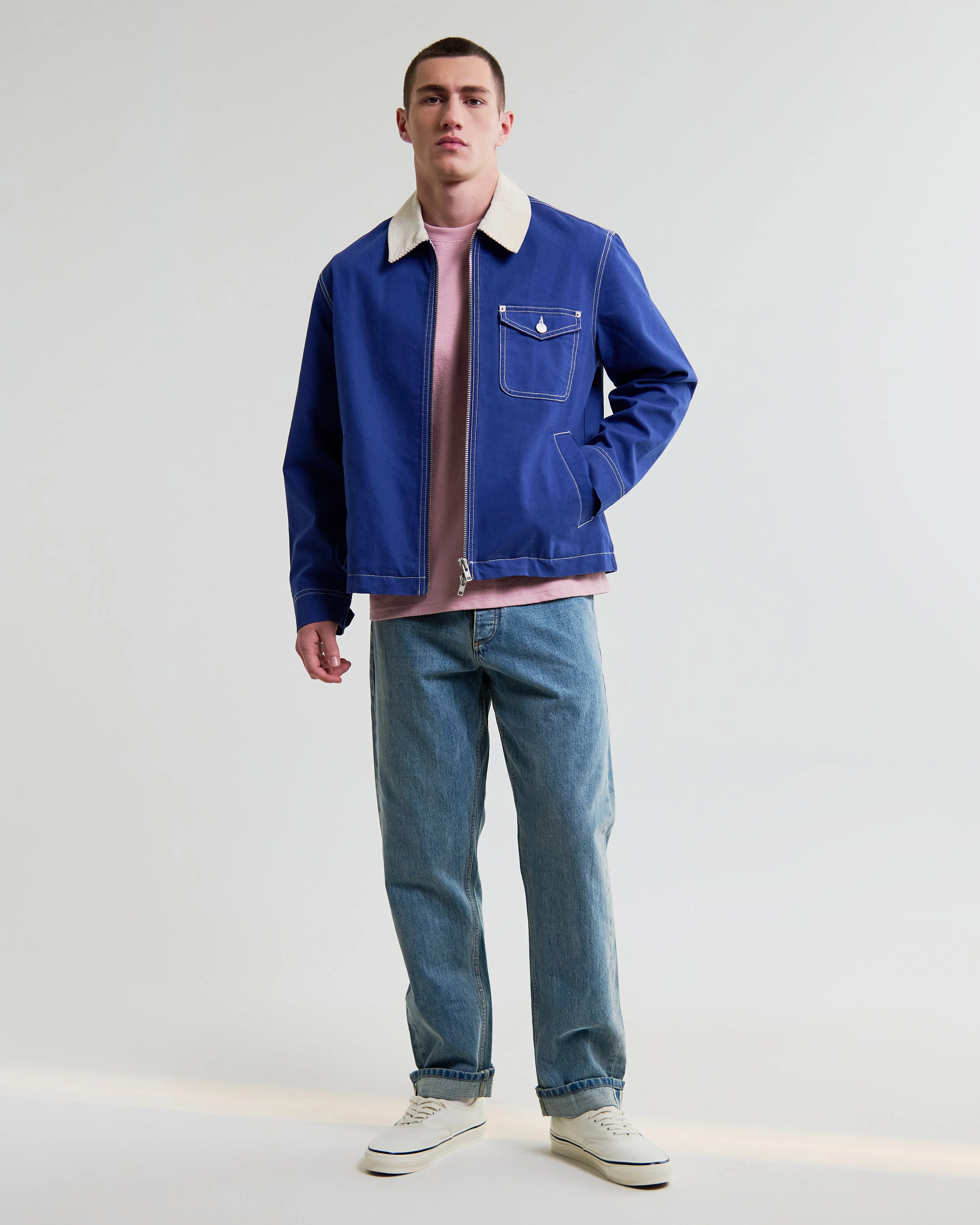 Mason - Blue Peached Canvas Work Jacket sold by Wax London product image thumbnail 4