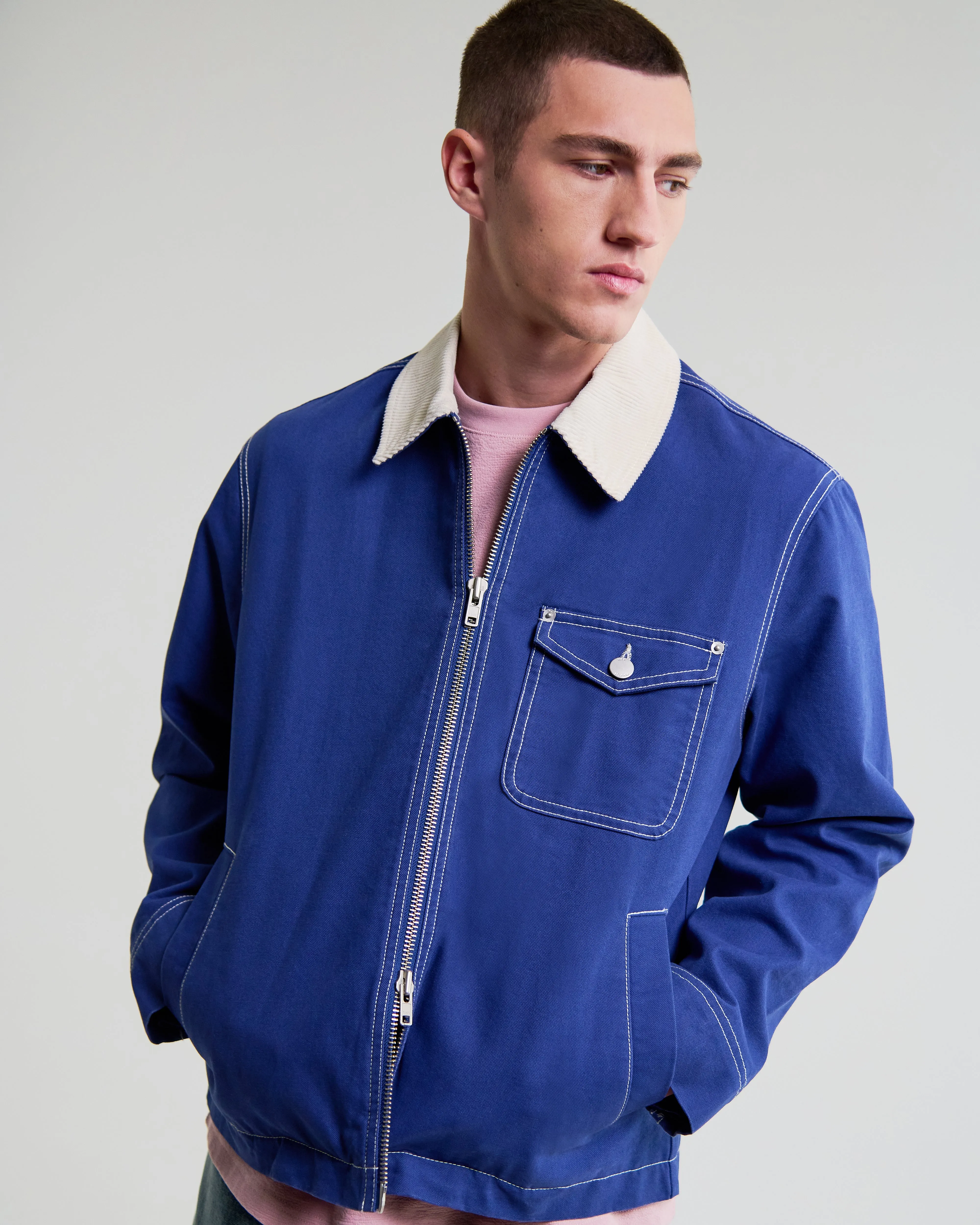 Mason - Blue Peached Canvas Work Jacket sold by Wax London product image thumbnail 2
