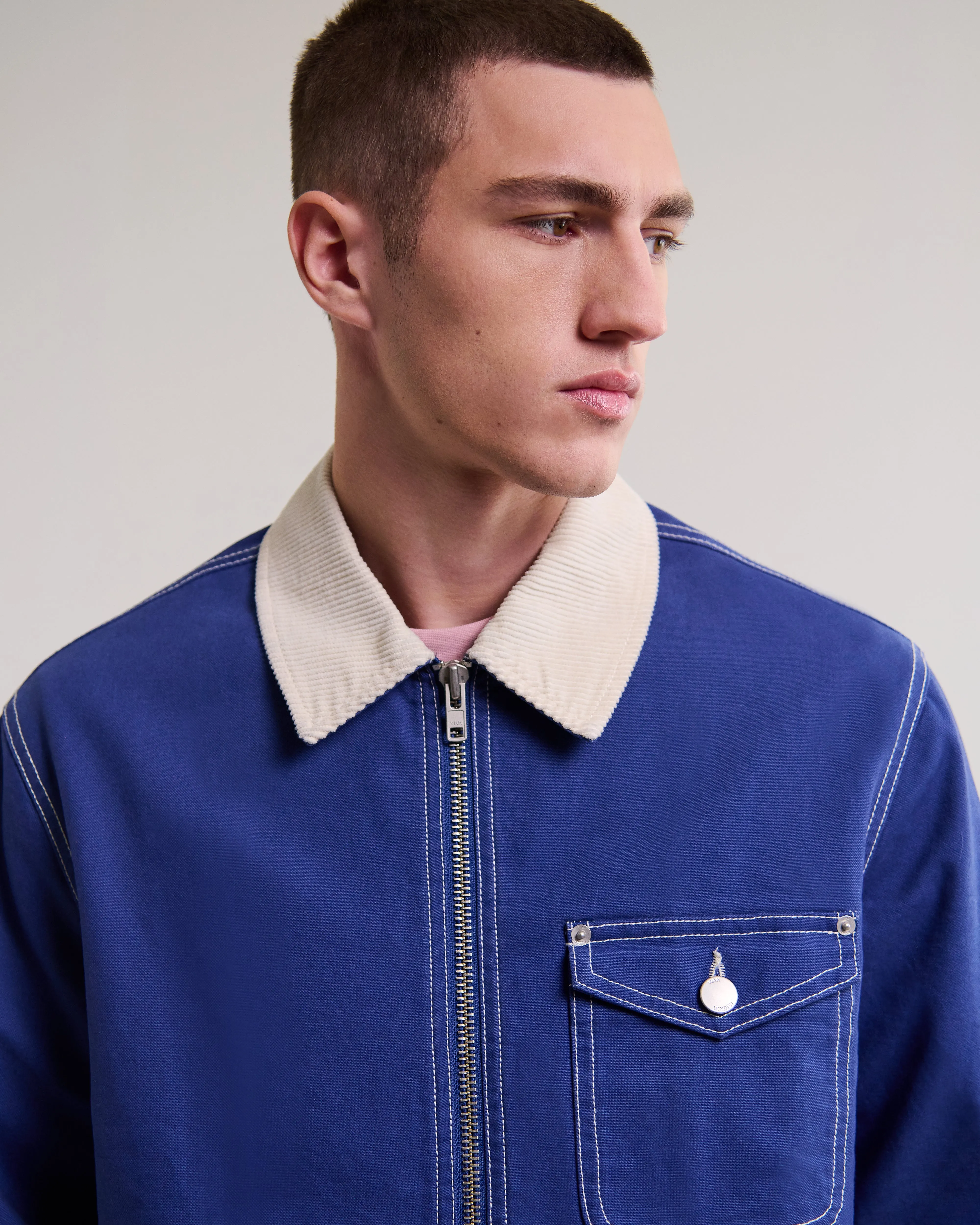 Mason - Blue Peached Canvas Work Jacket sold by Wax London product image thumbnail 3