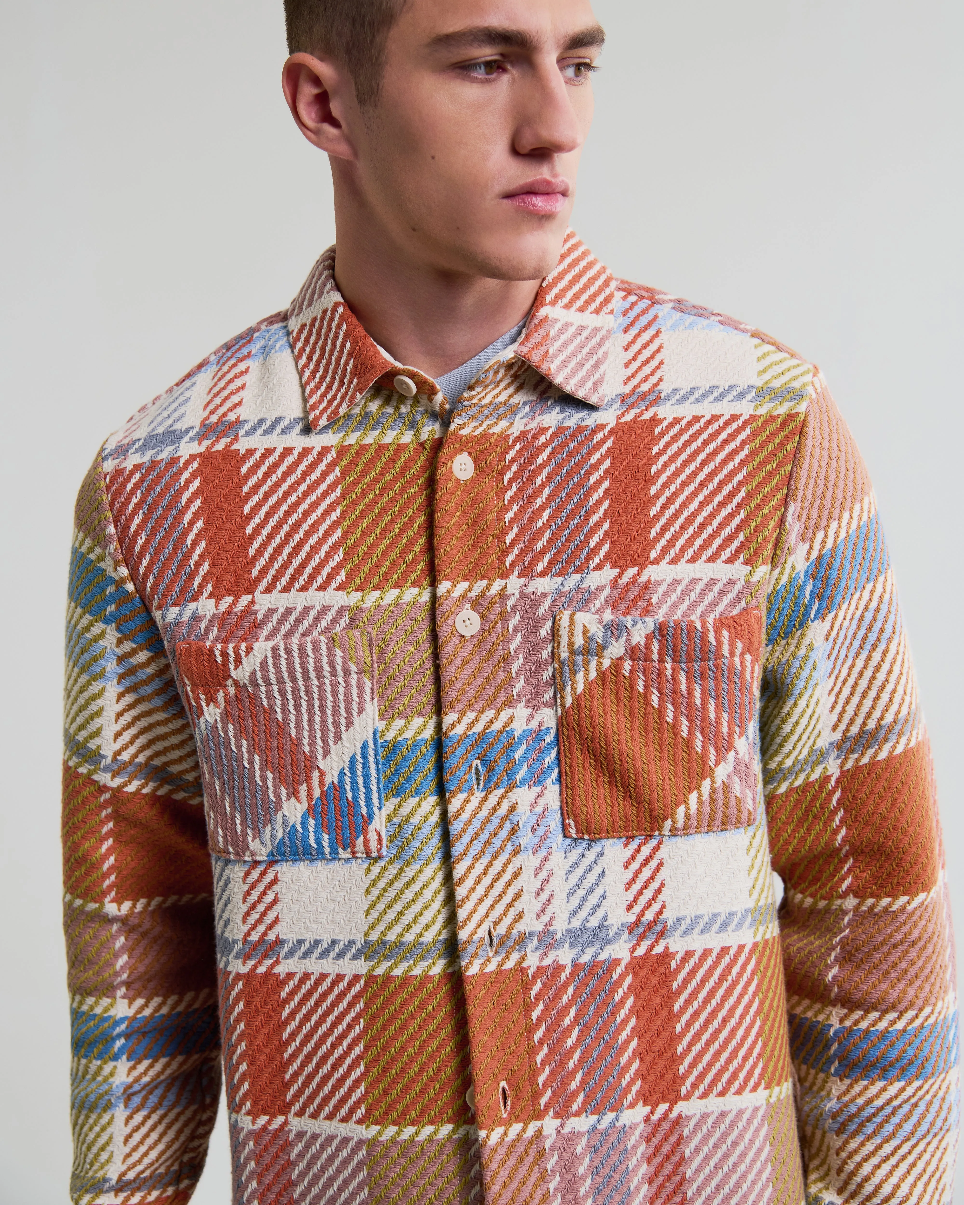Whiting - Multicolour Pastel Bude Check Overshirt sold by Wax London product image thumbnail 3