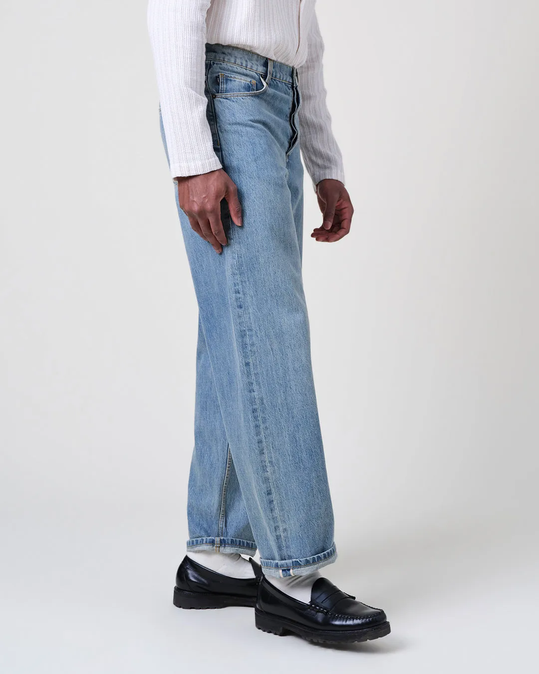 Felix - Blue Wash Selvedge Loose Fit Denim Jeans sold by Wax London product image thumbnail 4