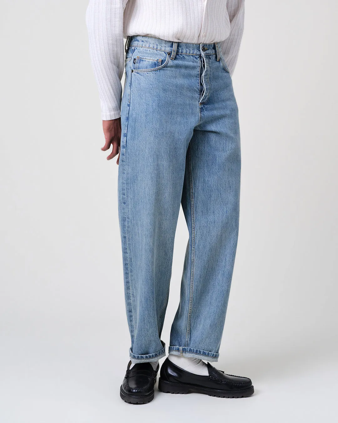Felix - Blue Wash Selvedge Loose Fit Denim Jeans sold by Wax London product image thumbnail 2