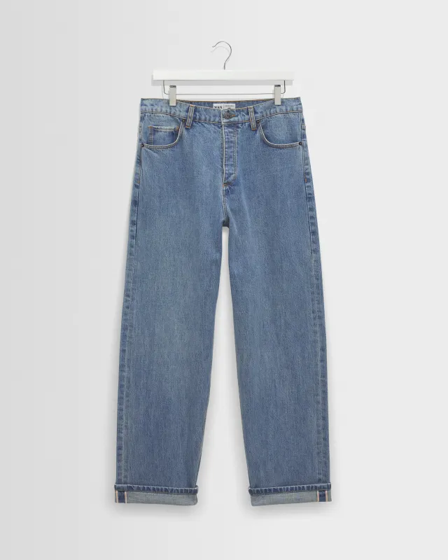 Felix - Blue Wash Selvedge Loose Fit Denim Jeans made by Wax London