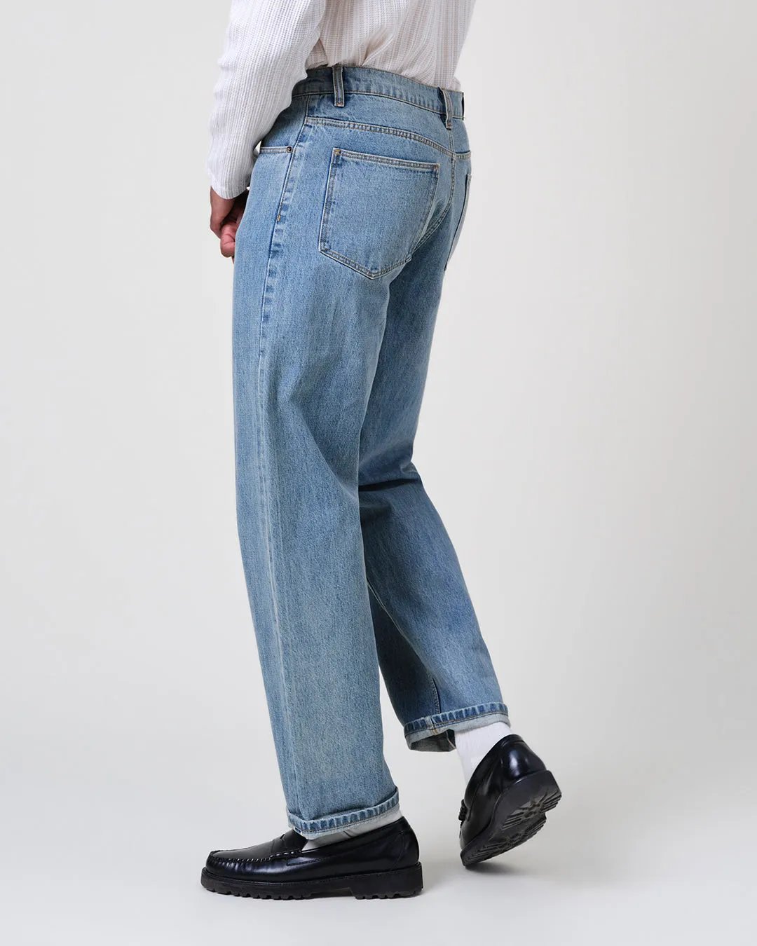 Felix - Blue Wash Selvedge Loose Fit Denim Jeans sold by Wax London product image thumbnail 5