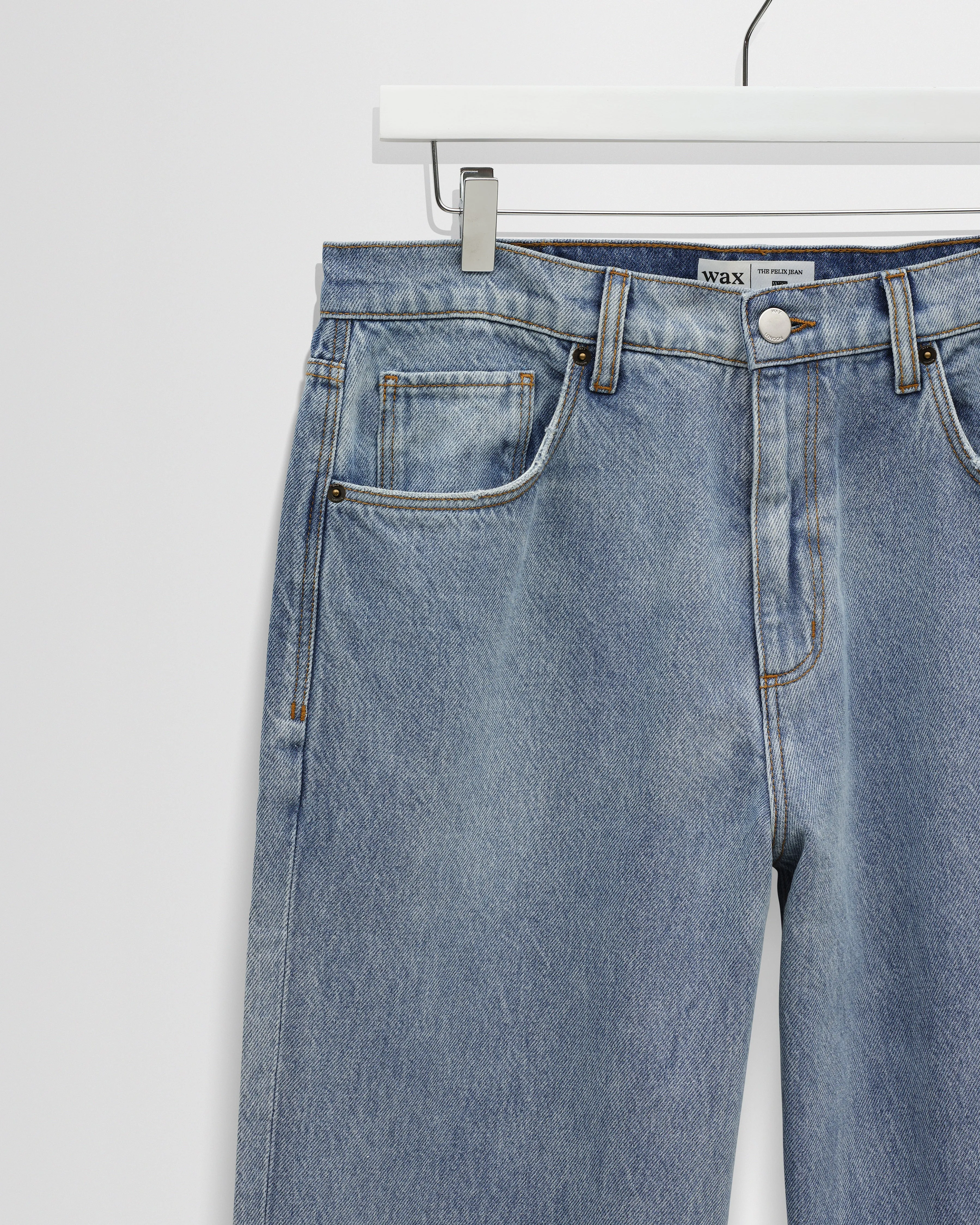 Felix - Light Blue Wash Loose Fit Denim Jeans sold by Wax London product image thumbnail 5