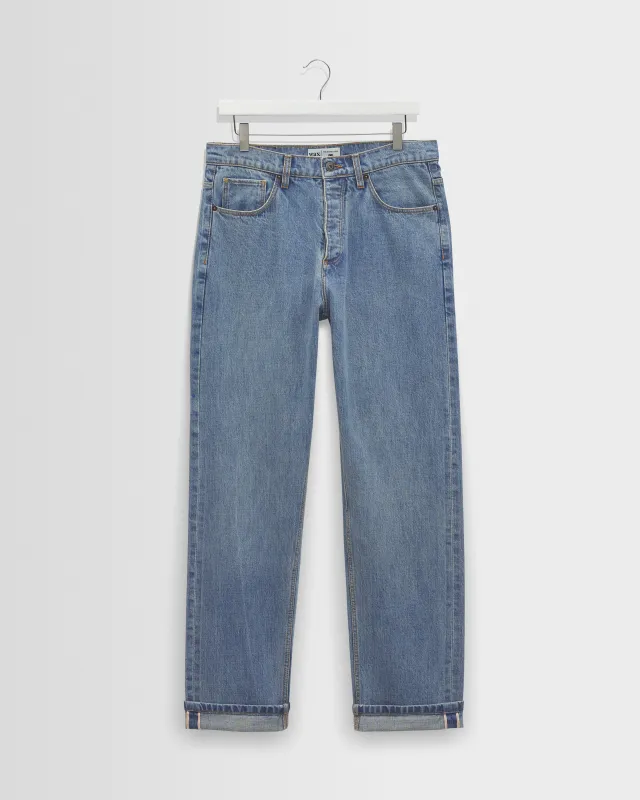 Russell - Blue Wash Selvedge Straight Fit Denim Jeans made by Wax London