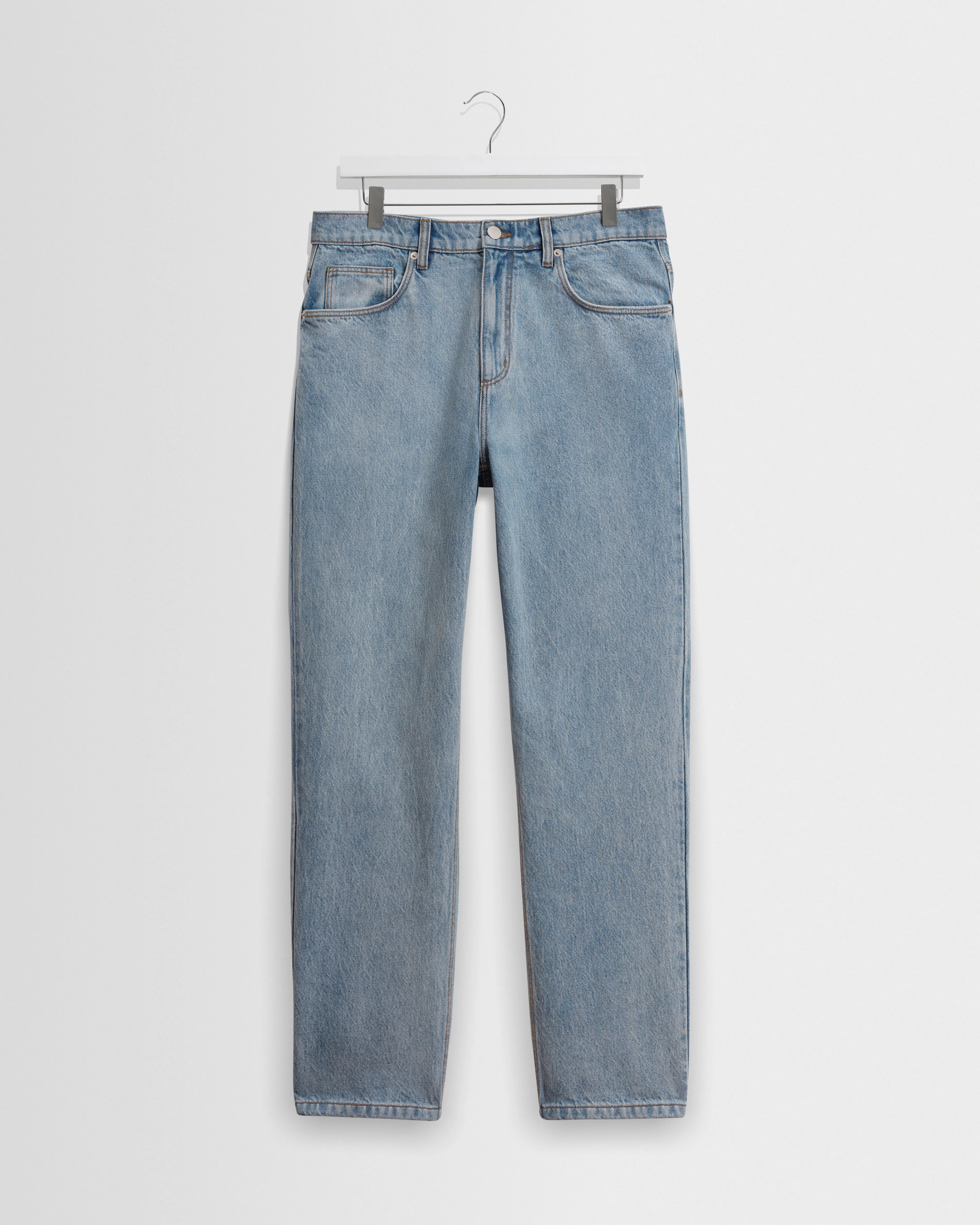 Russell - Light Blue Wash Straight Fit Denim Jeans sold by Wax London