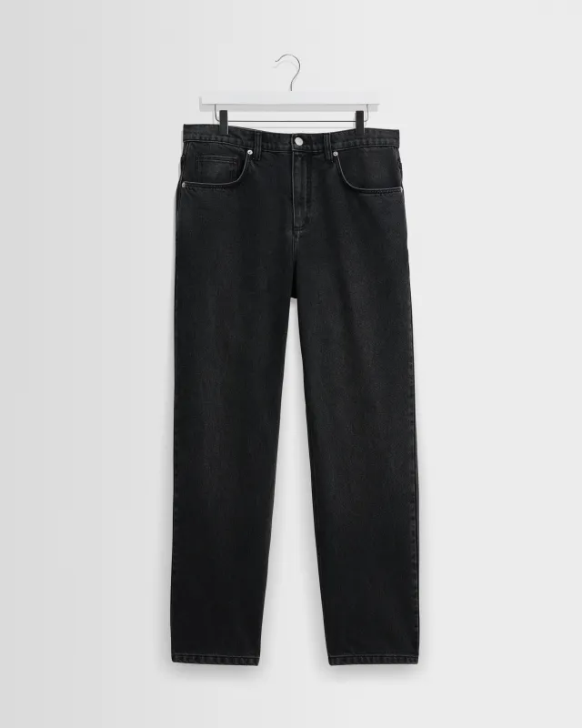 Russell - Washed Black Straight Fit Denim Jeans made by Wax London
