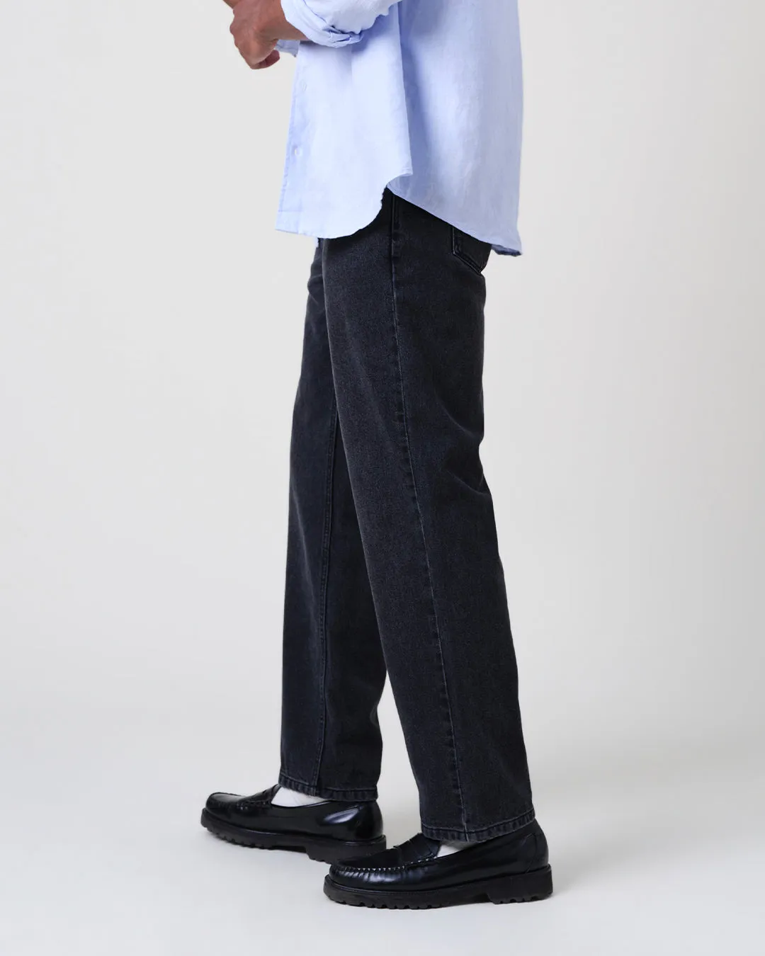 Russell - Washed Black Straight Fit Denim Jeans sold by Wax London product image thumbnail 5