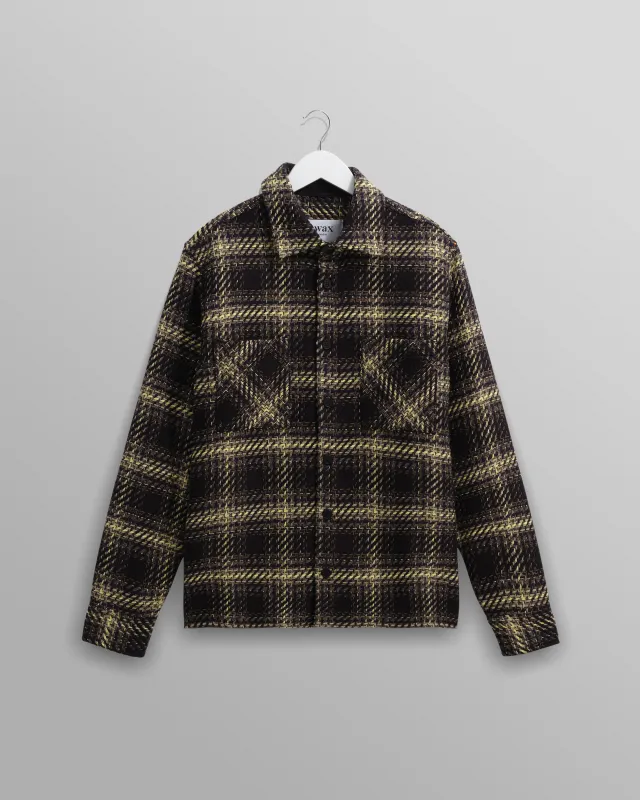 Whiting - Black And Yellow Hutton Check Overshirt made by Wax London