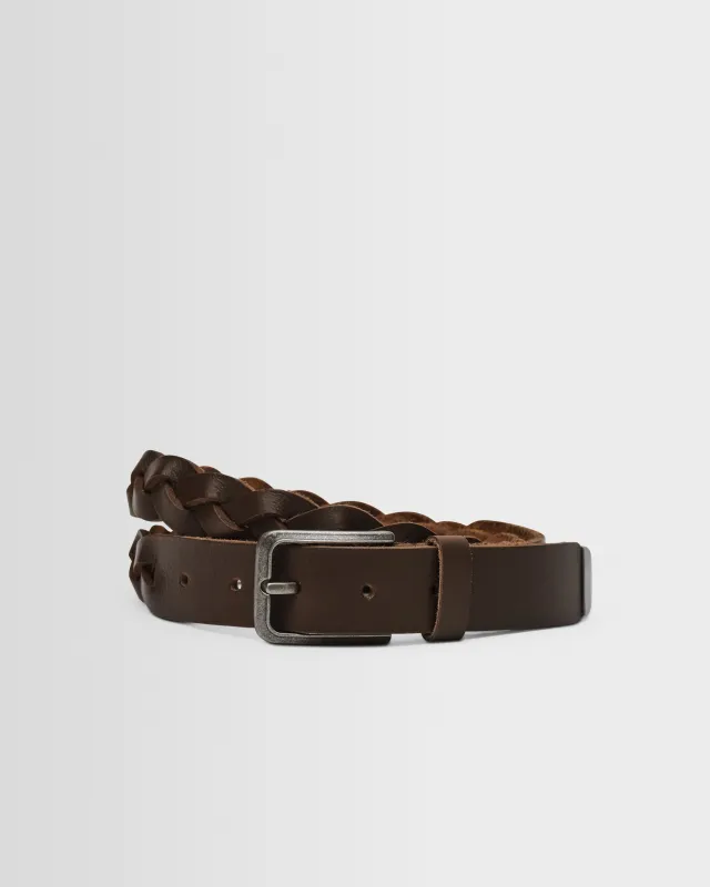 Lambeth - Brown Plaited Leather Belt made by Wax London