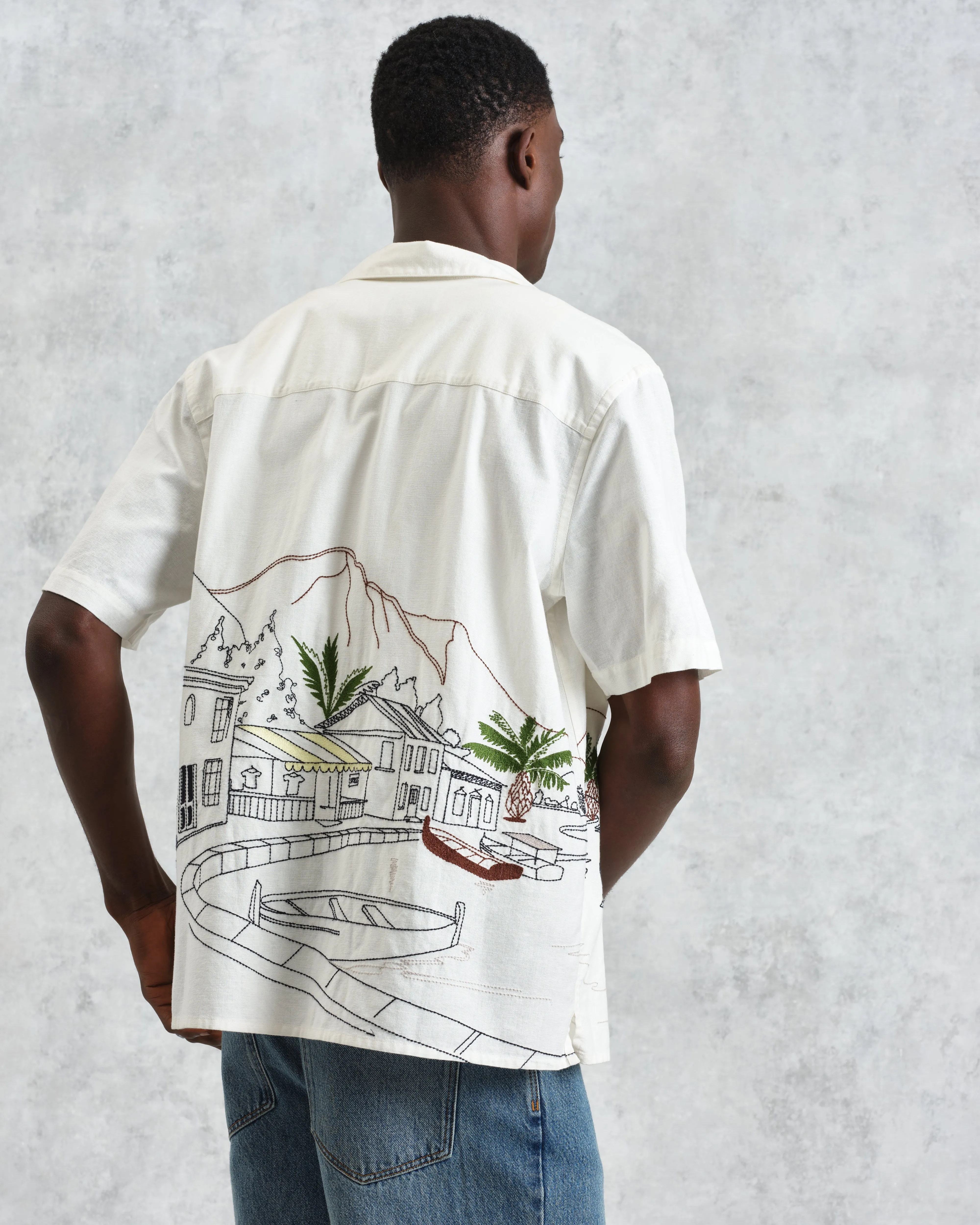 Didcot - Ecru And Multicolour Embroidered Short-Sleeve Shirt sold by Wax London product image thumbnail 3