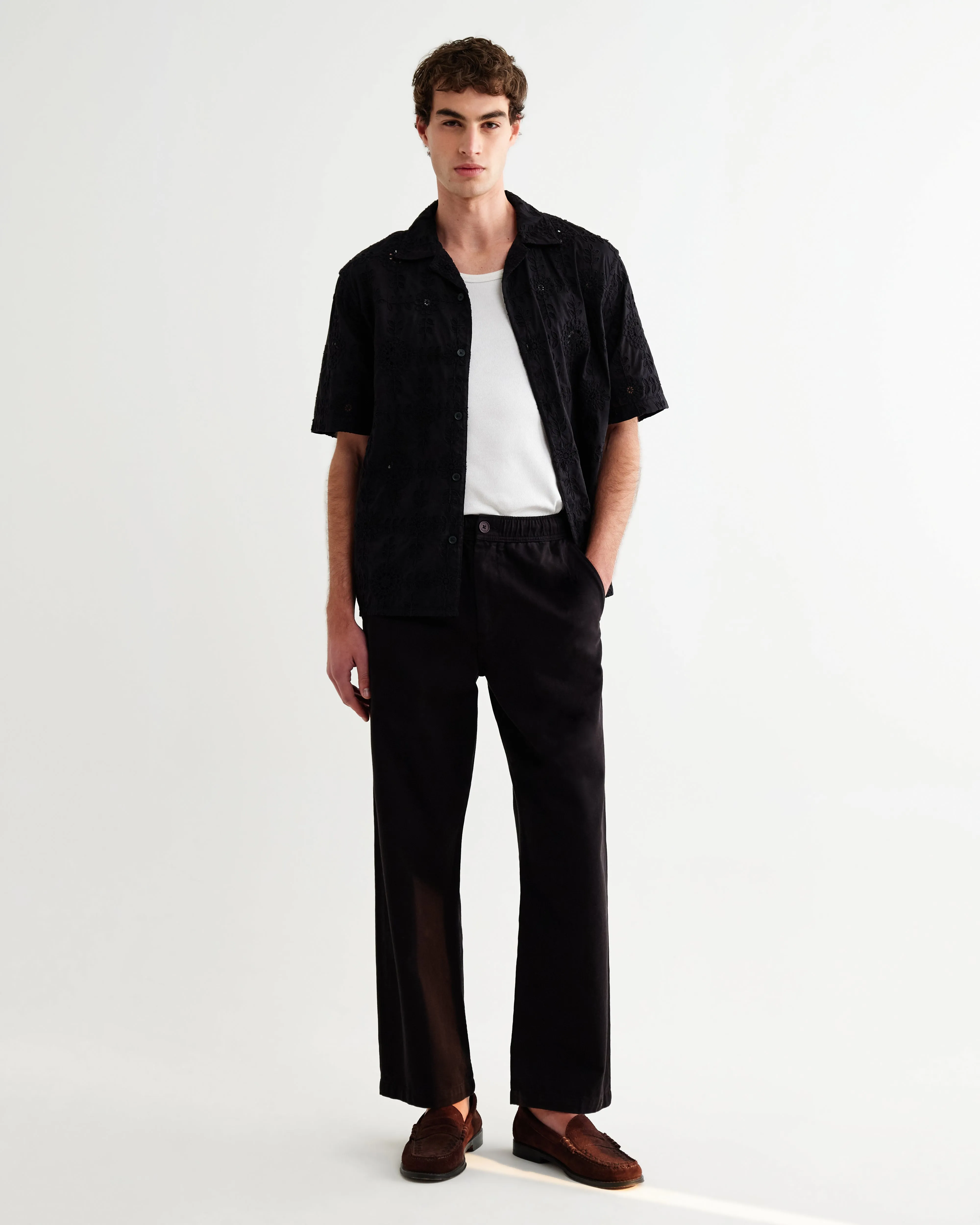 Didcot - Black Corded Lace Short-Sleeve Shirt sold by Wax London product image thumbnail 5