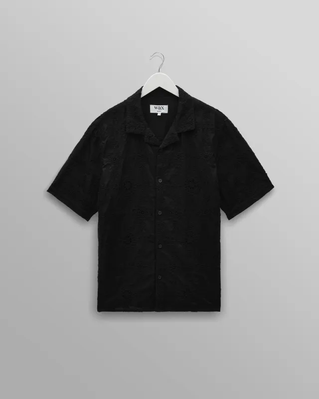Didcot - Black Corded Lace Short-Sleeve Shirt made by Wax London