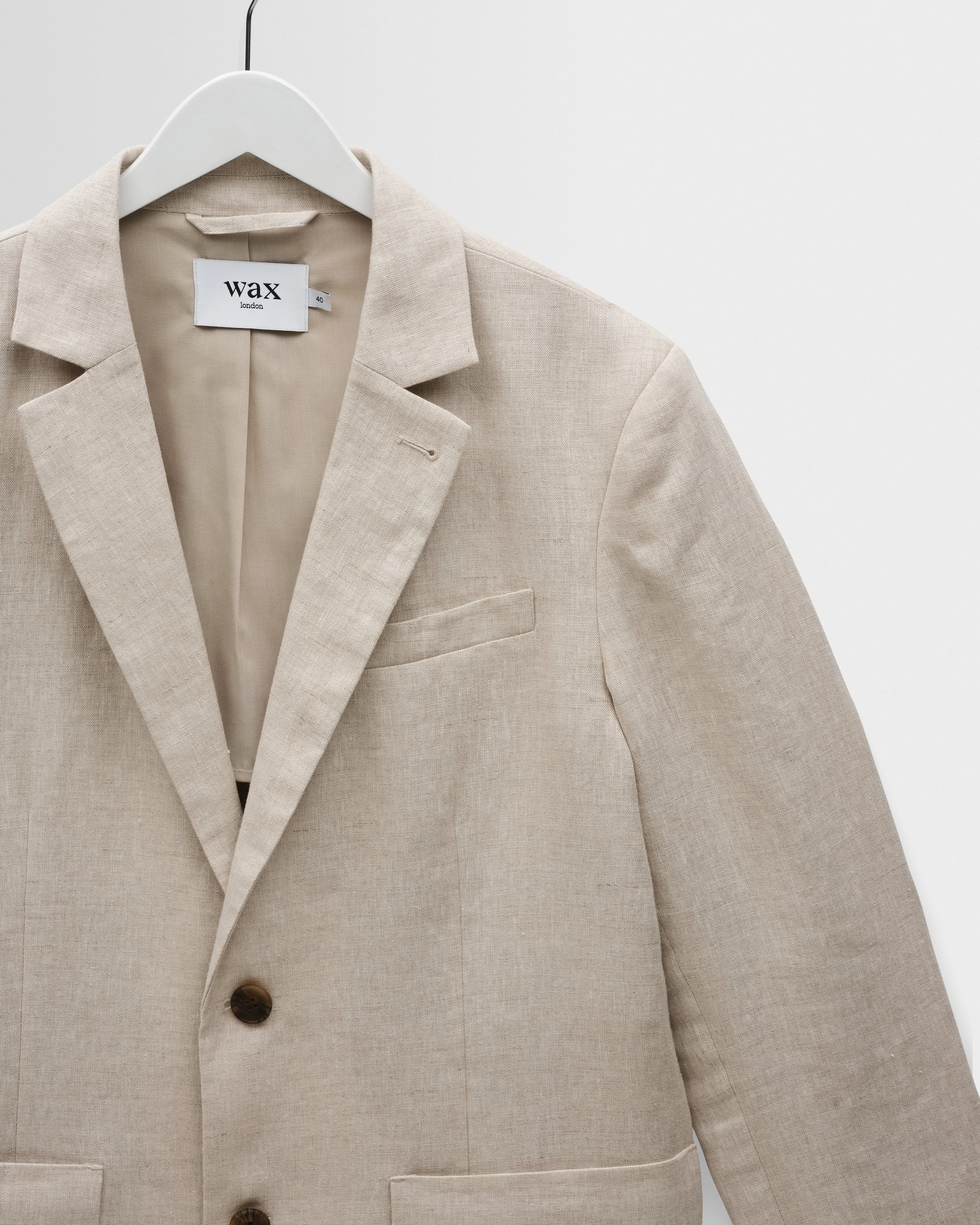 Fintry - Natural Linen Single-Breasted Blazer sold by Wax London product image thumbnail 2