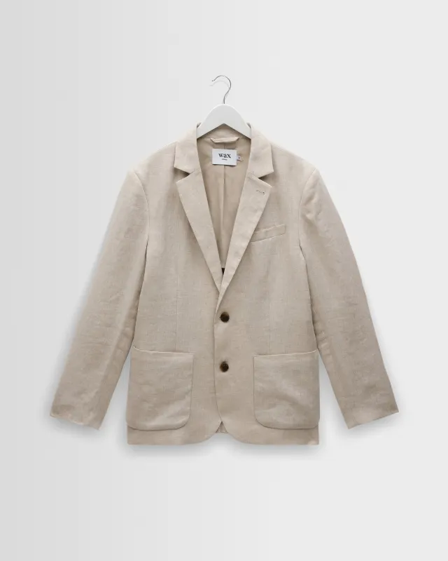 Fintry - Natural Linen Single-Breasted Blazer sold by Wax London
