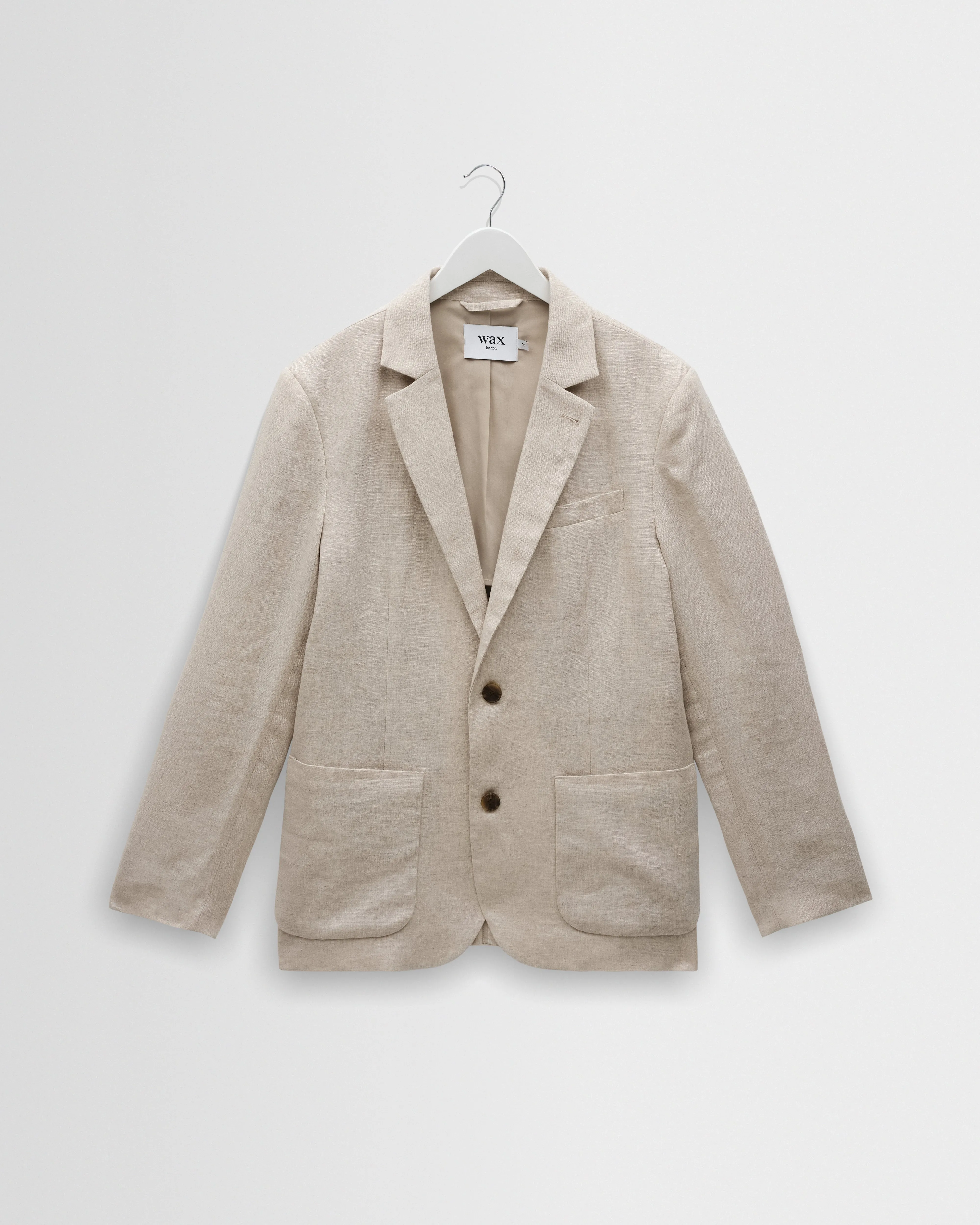 Fintry - Natural Linen Single-Breasted Blazer sold by Wax London