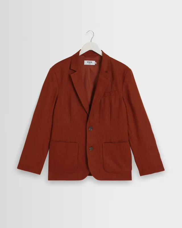 Fintry - Rust Linen Single-Breasted Blazer sold by Wax London