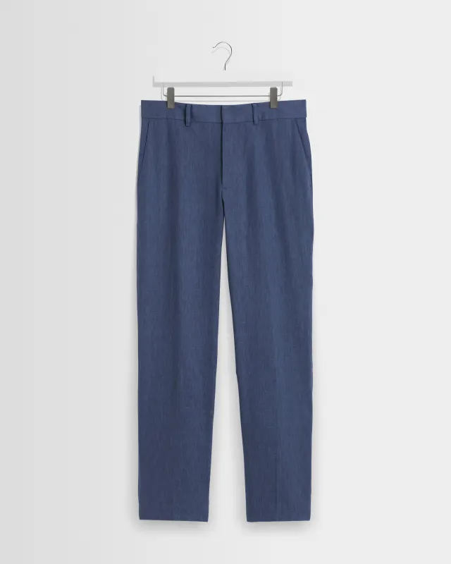 Alp - Mid Blue Linen Trousers made by Wax London