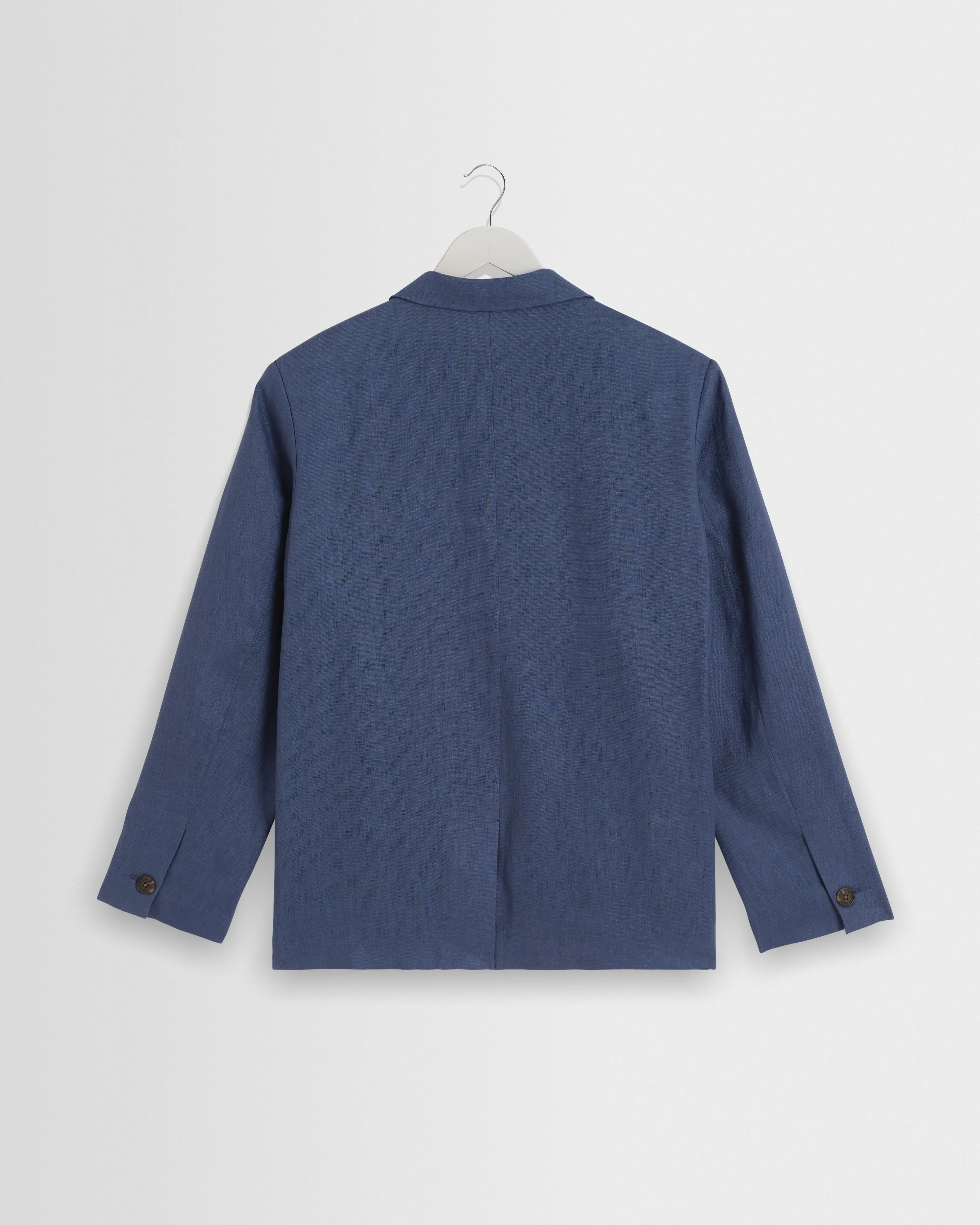 Fintry - Mid Blue Linen Single-Breasted Blazer sold by Wax London product image thumbnail 3