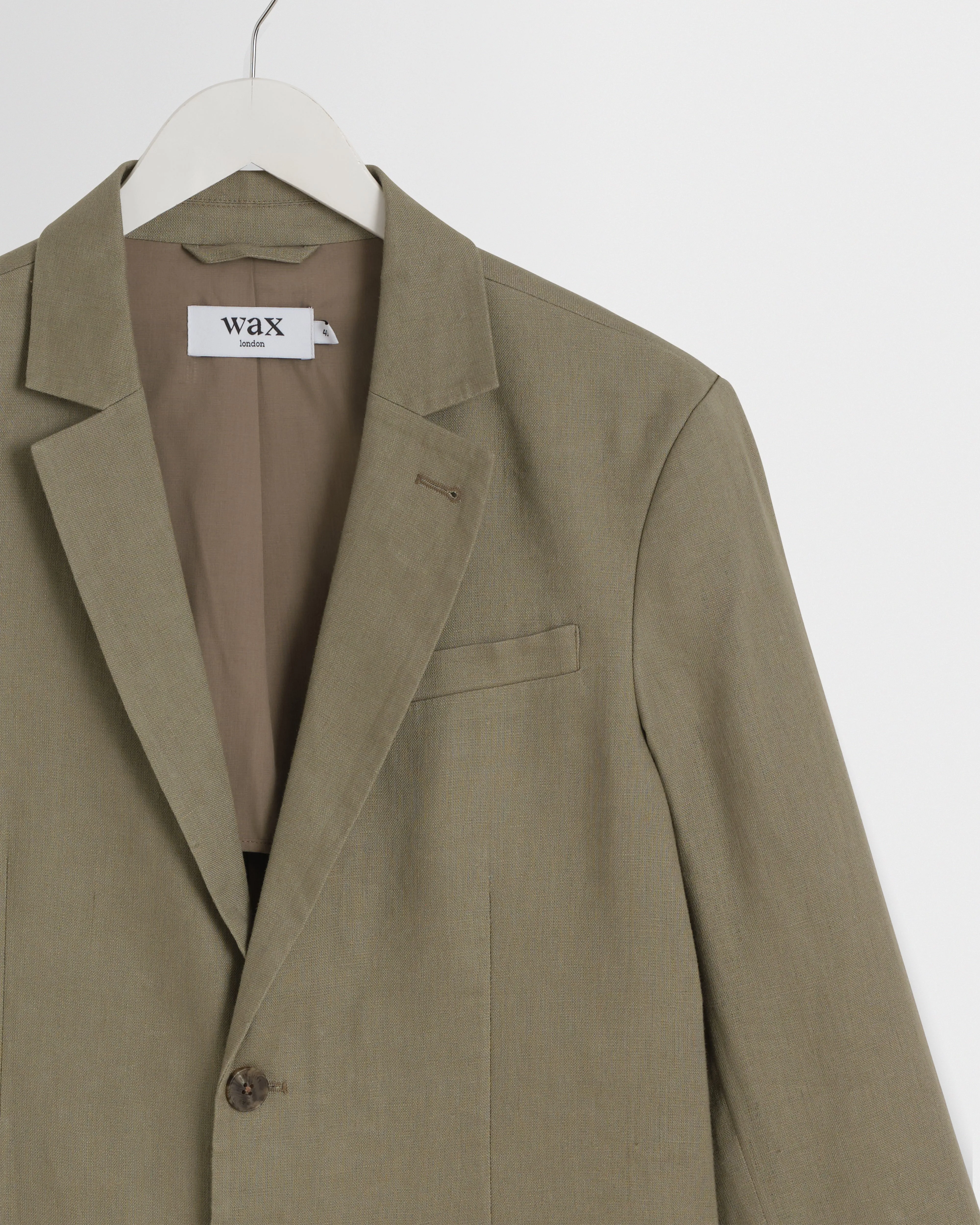 Fintry - Khaki Linen Single-Breasted Blazer sold by Wax London product image thumbnail 2