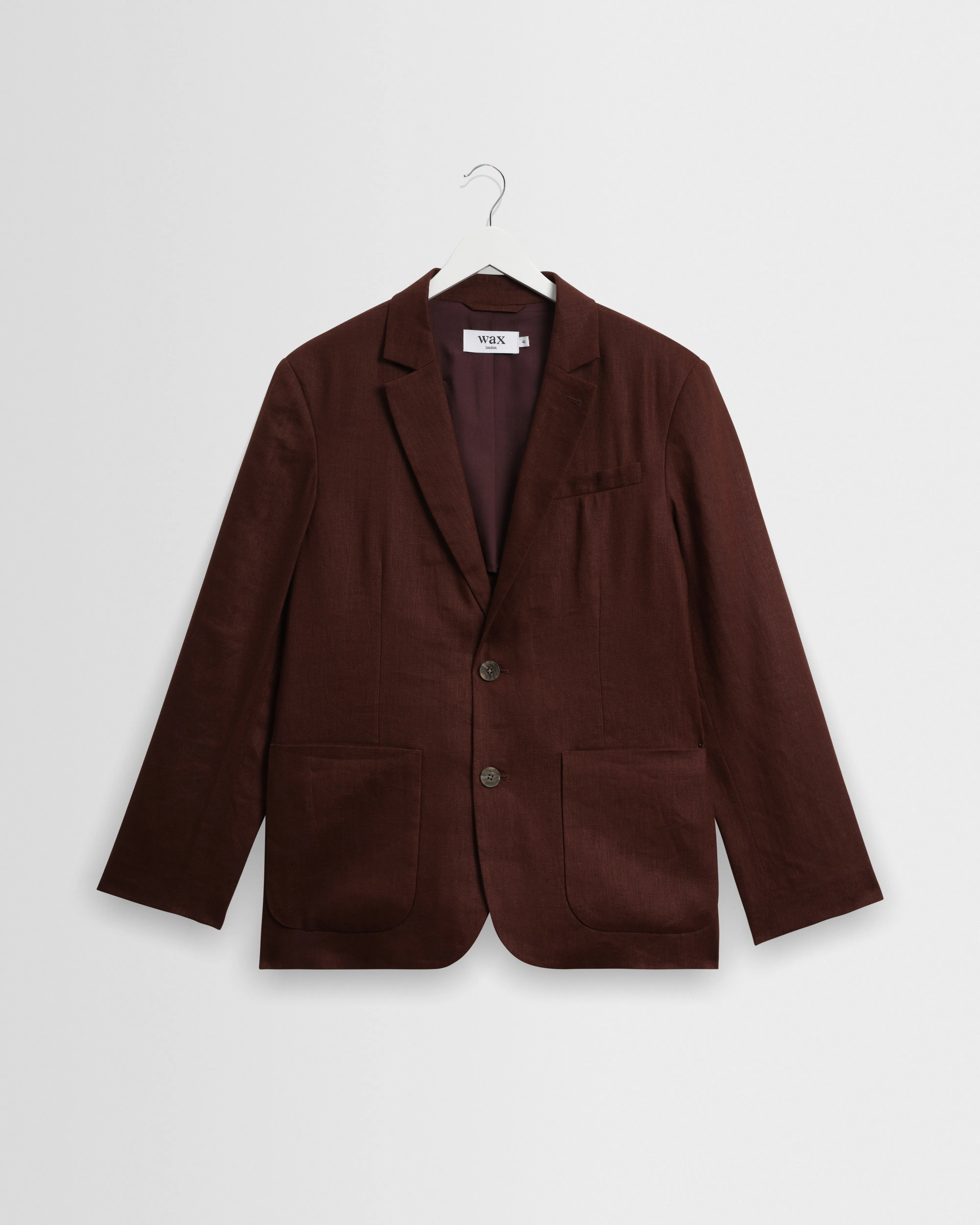 Fintry - Merlot Linen Single-Breasted Blazer sold by Wax London
