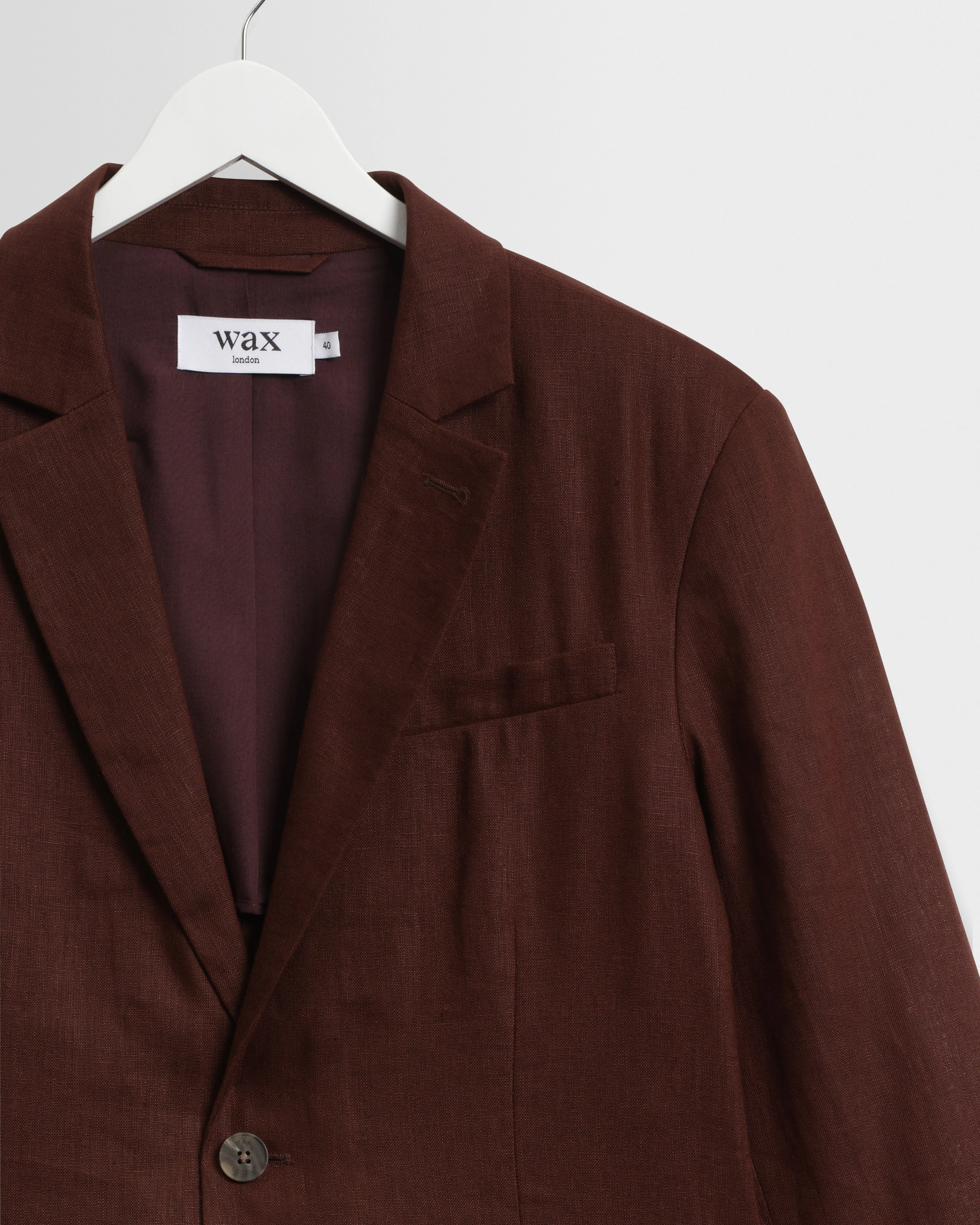 Fintry - Merlot Linen Single-Breasted Blazer sold by Wax London product image thumbnail 2