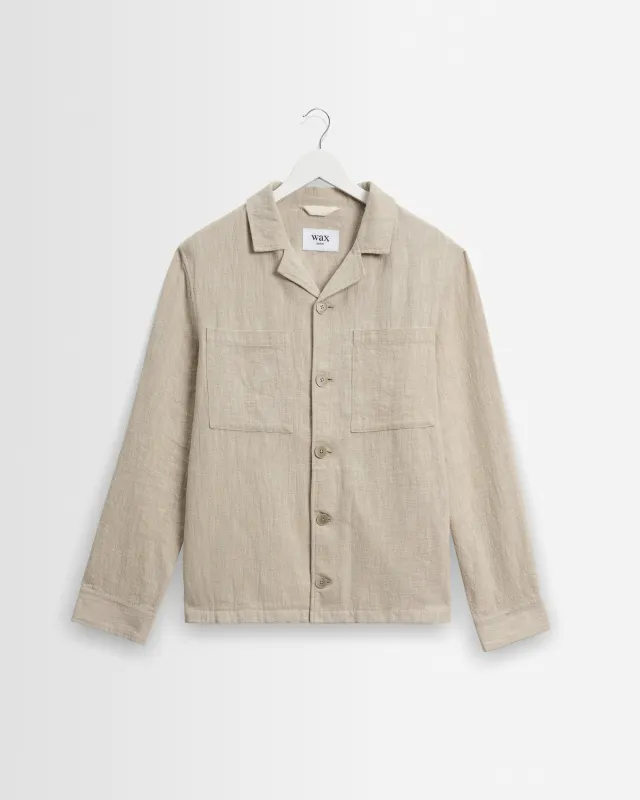 Aldred - Natural Linen-Cotton Revere Overshirt made by Wax London