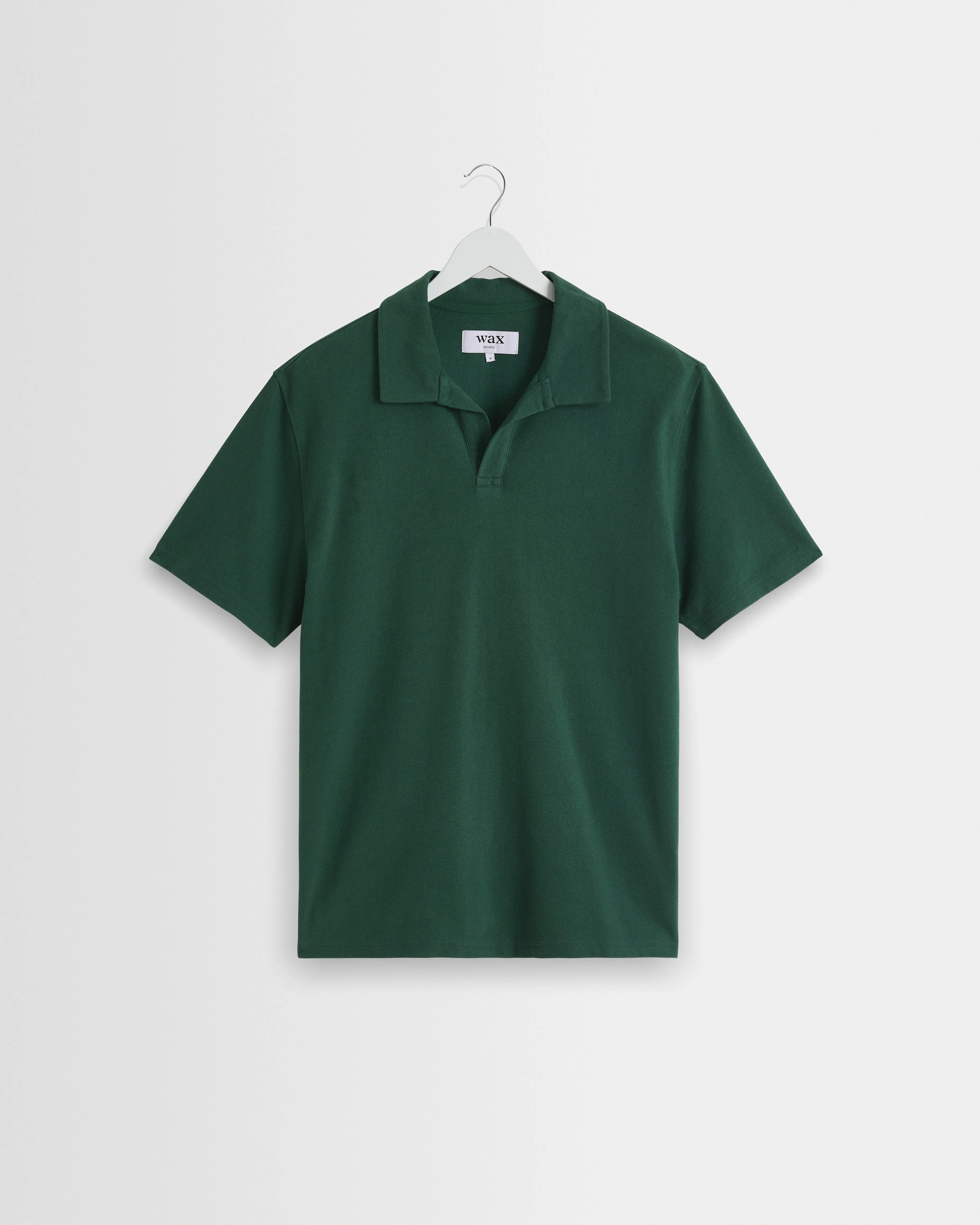 Atwood - Dark Green Textured Organic Cotton Polo Shirt sold by Wax London