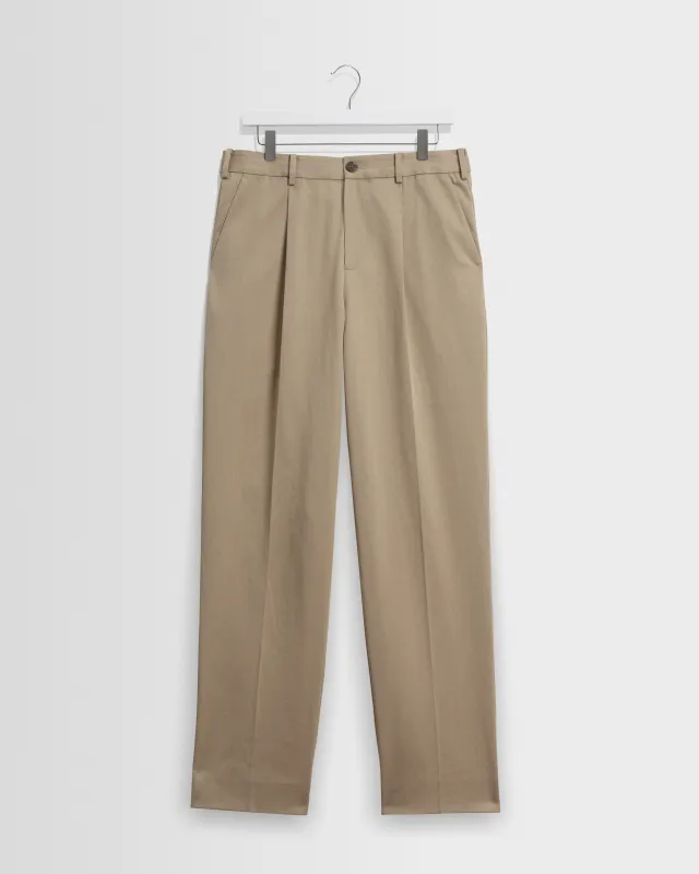 Aubyn - Beige Cotton Tencel Twill Relaxed Fit Trousers made by Wax London