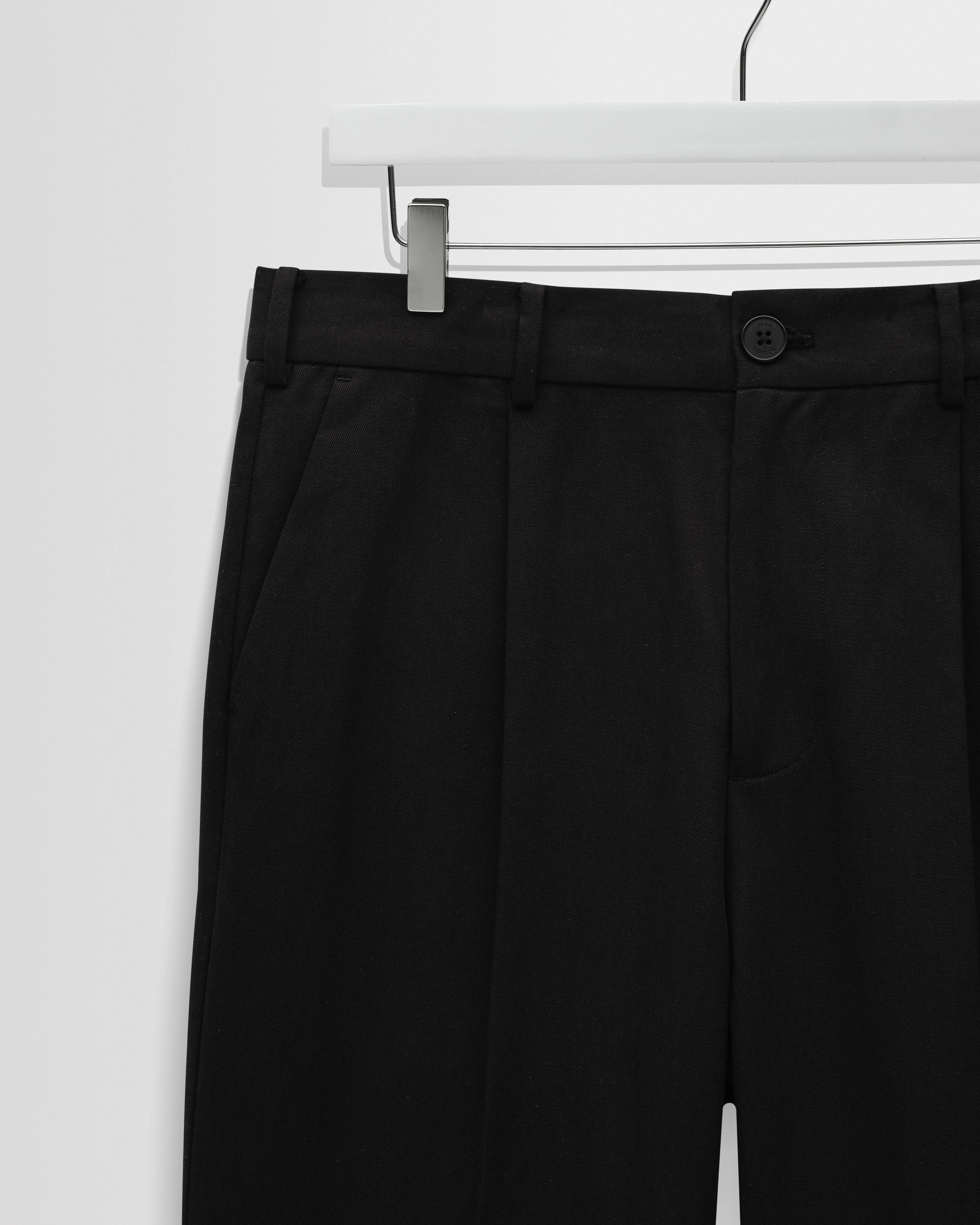 Aubyn - Black Cotton Tencel Twill Relaxed Fit Trousers sold by Wax London product image thumbnail 2