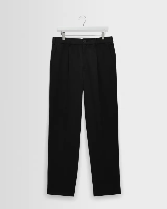 Aubyn - Black Cotton Tencel Twill Loose Fit Trousers made by Wax London