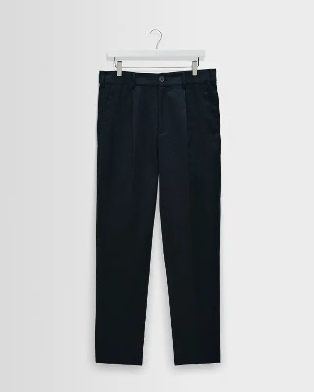 Aubyn - Navy Linen Relaxed Fit Trousers made by Wax London