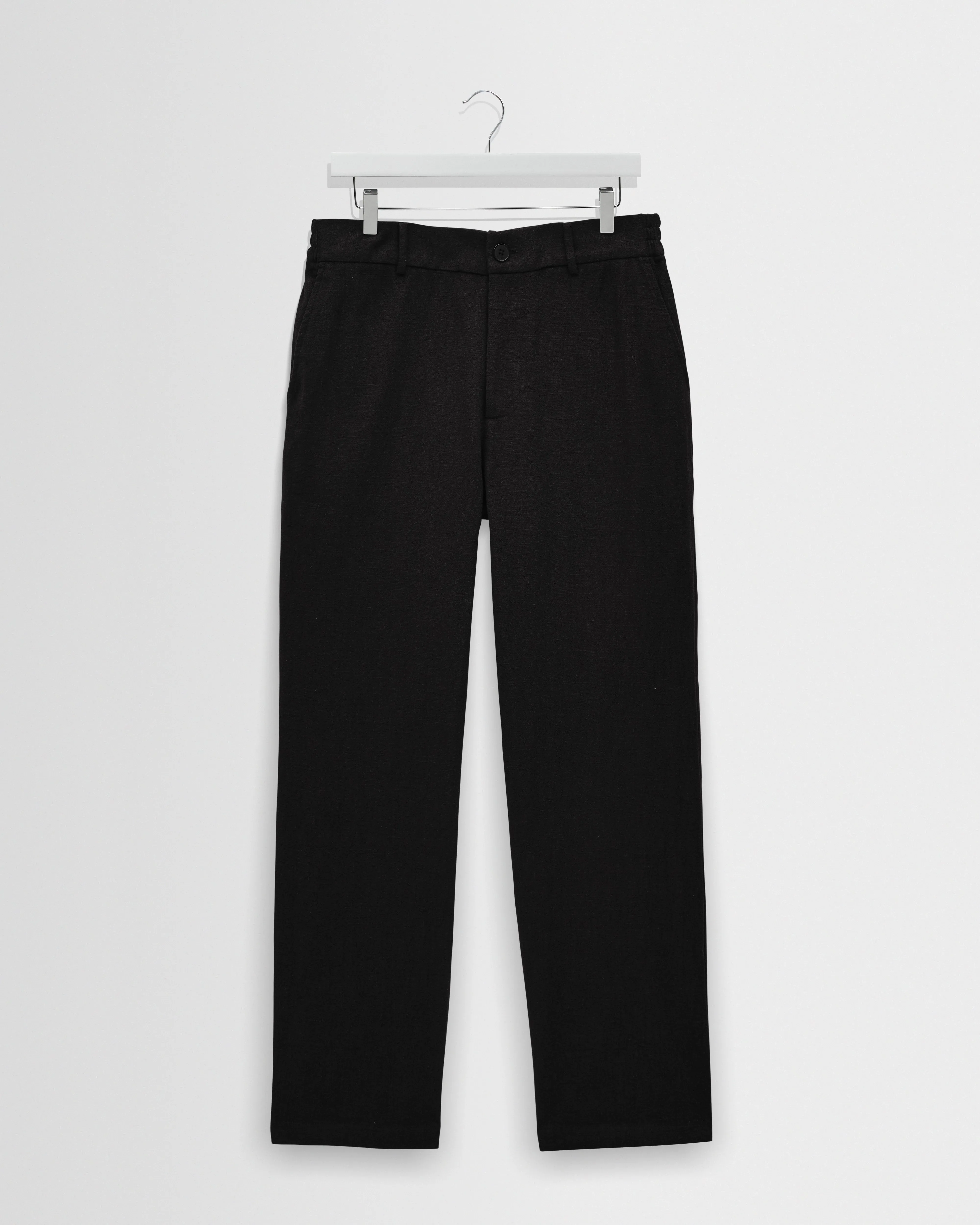 Bayham - Black Linen-Cotton Relaxed Fit Trousers sold by Wax London