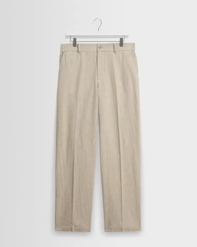 Bayham - Natural Linen-Cotton Relaxed Fit Trousers sold by Wax London
