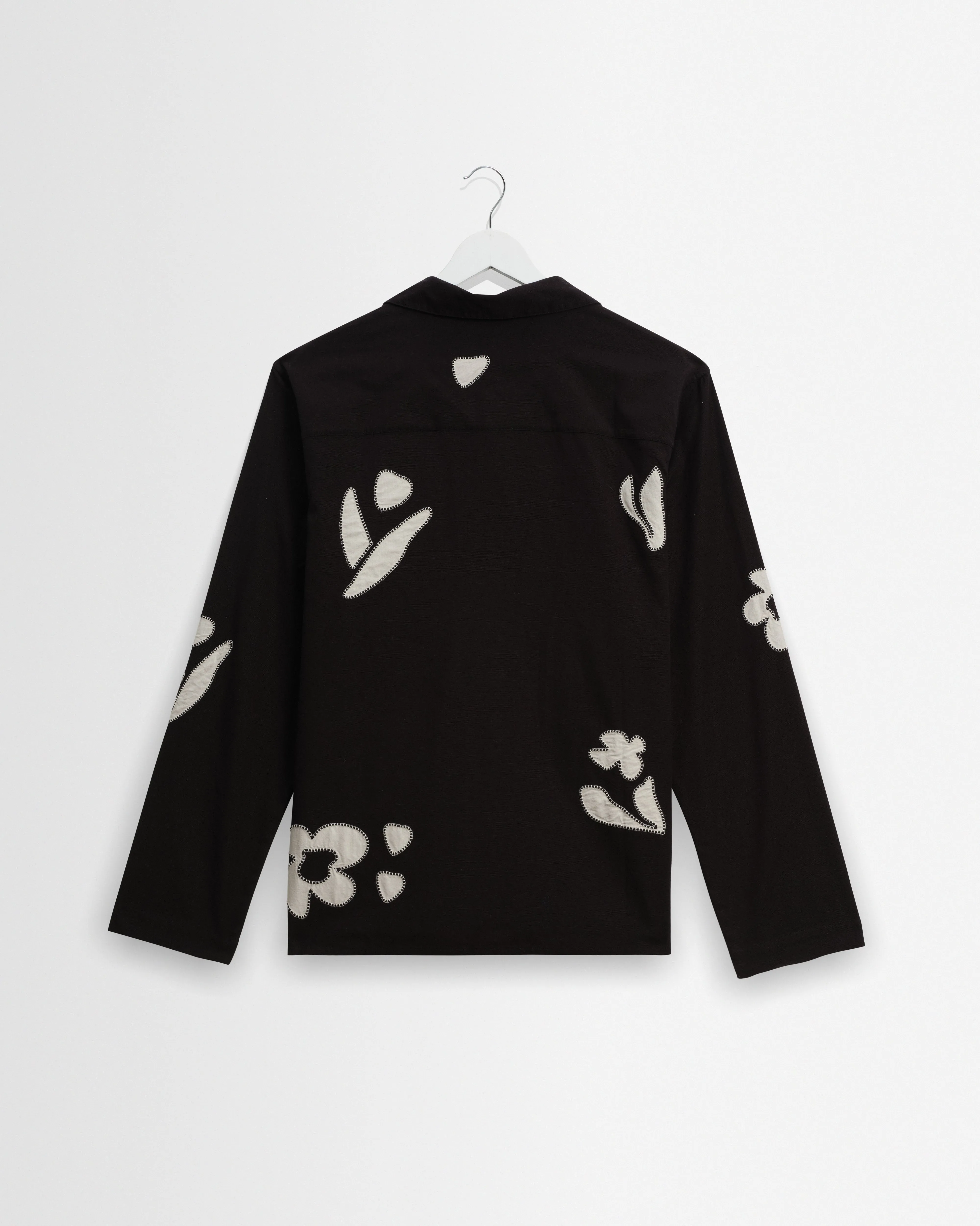 Corey - Black And Beige Abstract Applique Cotton-Linen Shirt sold by Wax London product image thumbnail 3