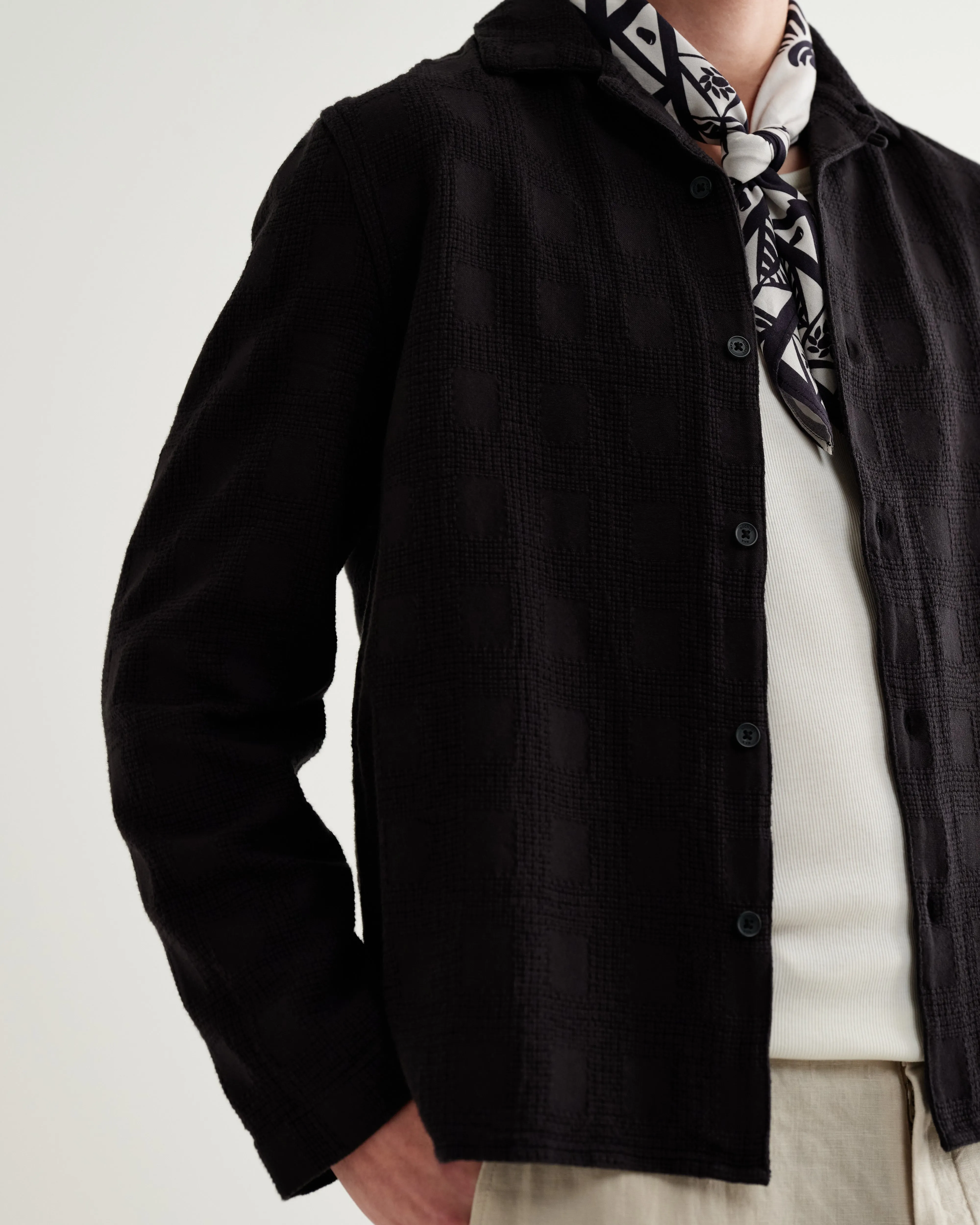 Corey - Black Dobby Check Cotton Shirt sold by Wax London product image thumbnail 3