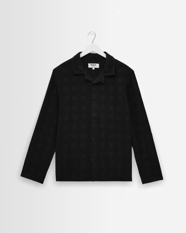 Corey - Black Dobby Check Cotton Shirt made by Wax London