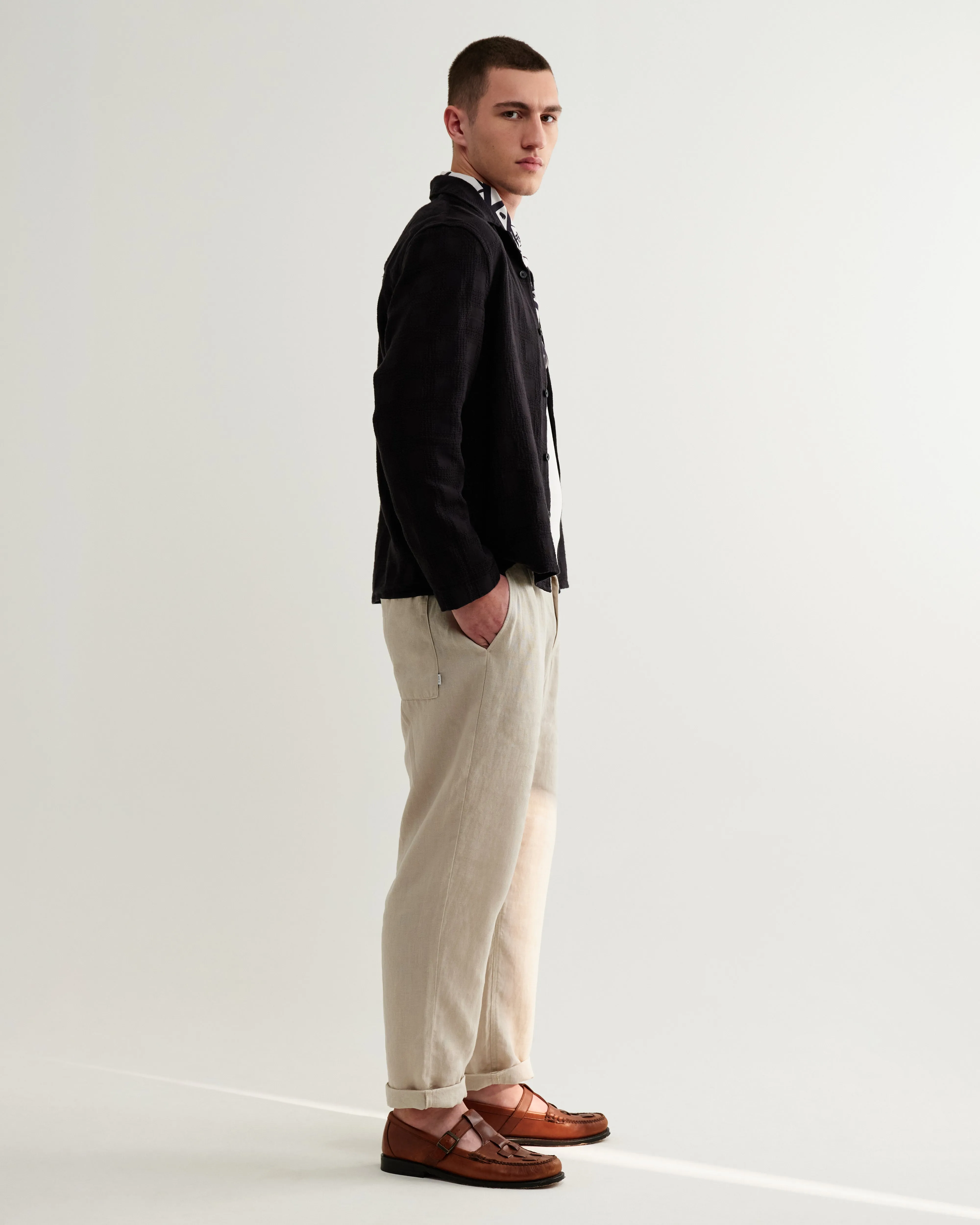 Corey - Black Dobby Check Cotton Shirt sold by Wax London product image thumbnail 5