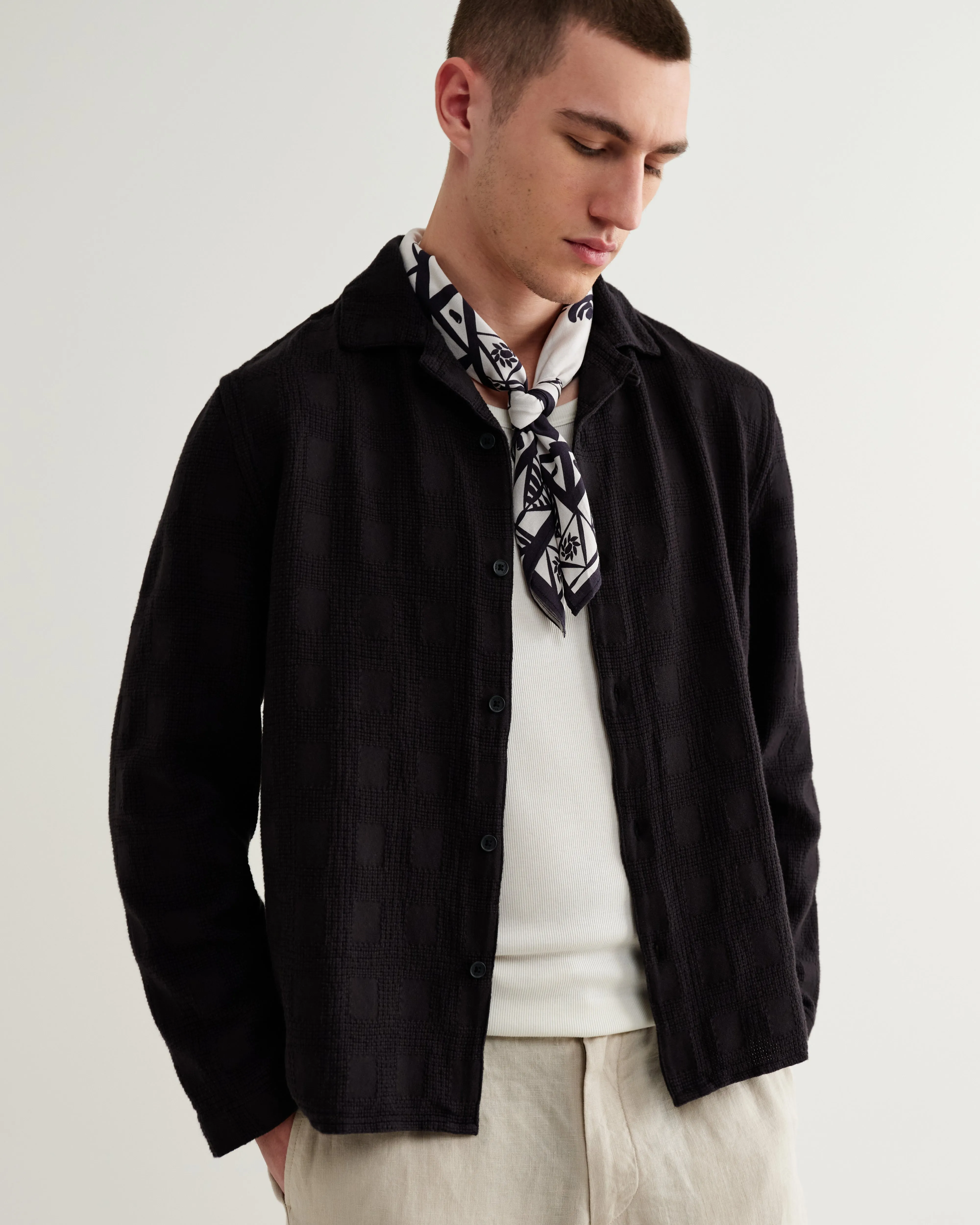 Corey - Black Dobby Check Cotton Shirt sold by Wax London product image thumbnail 2